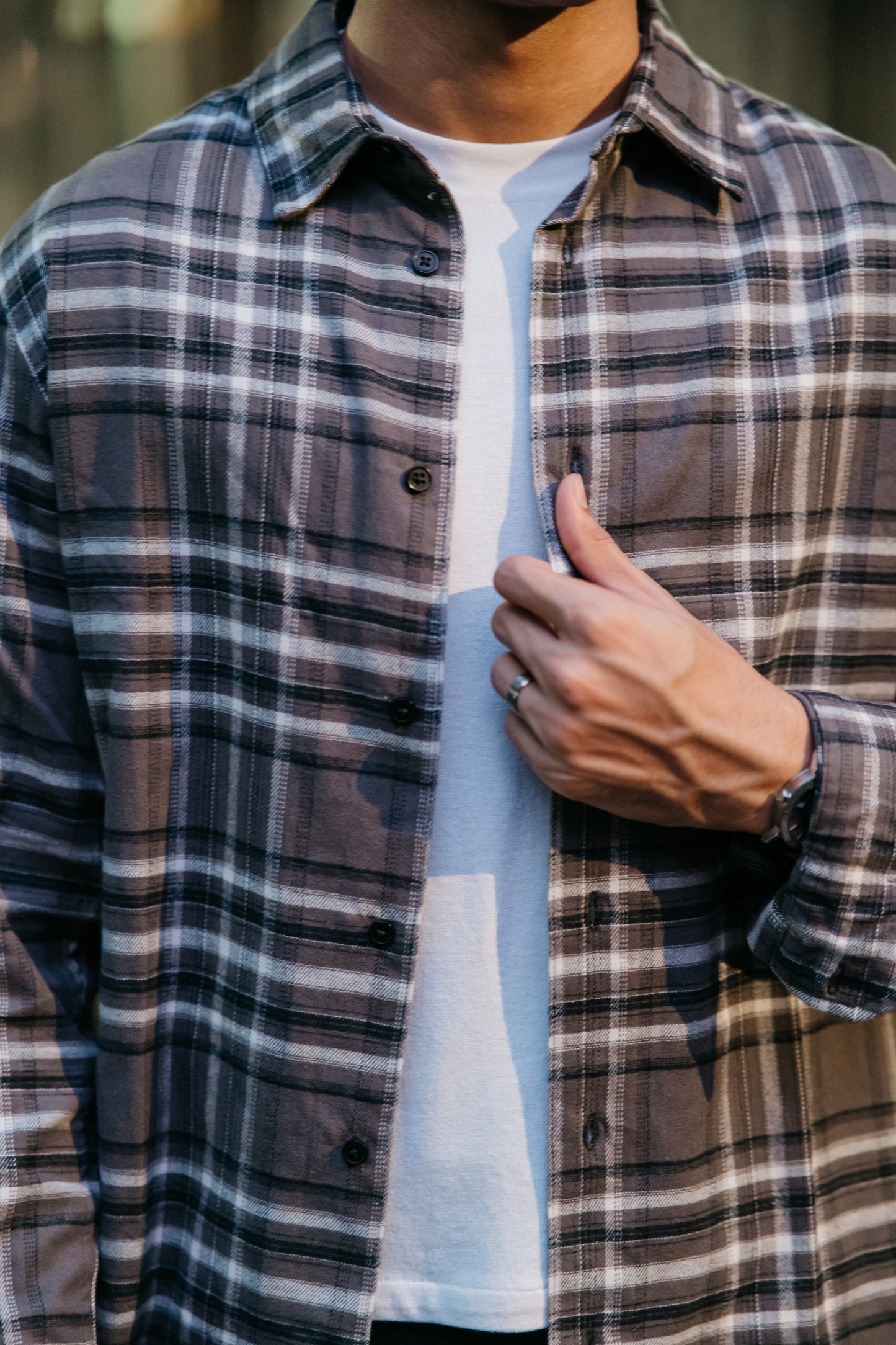 Flannel Shirt for Men - Dark Ash & Black White