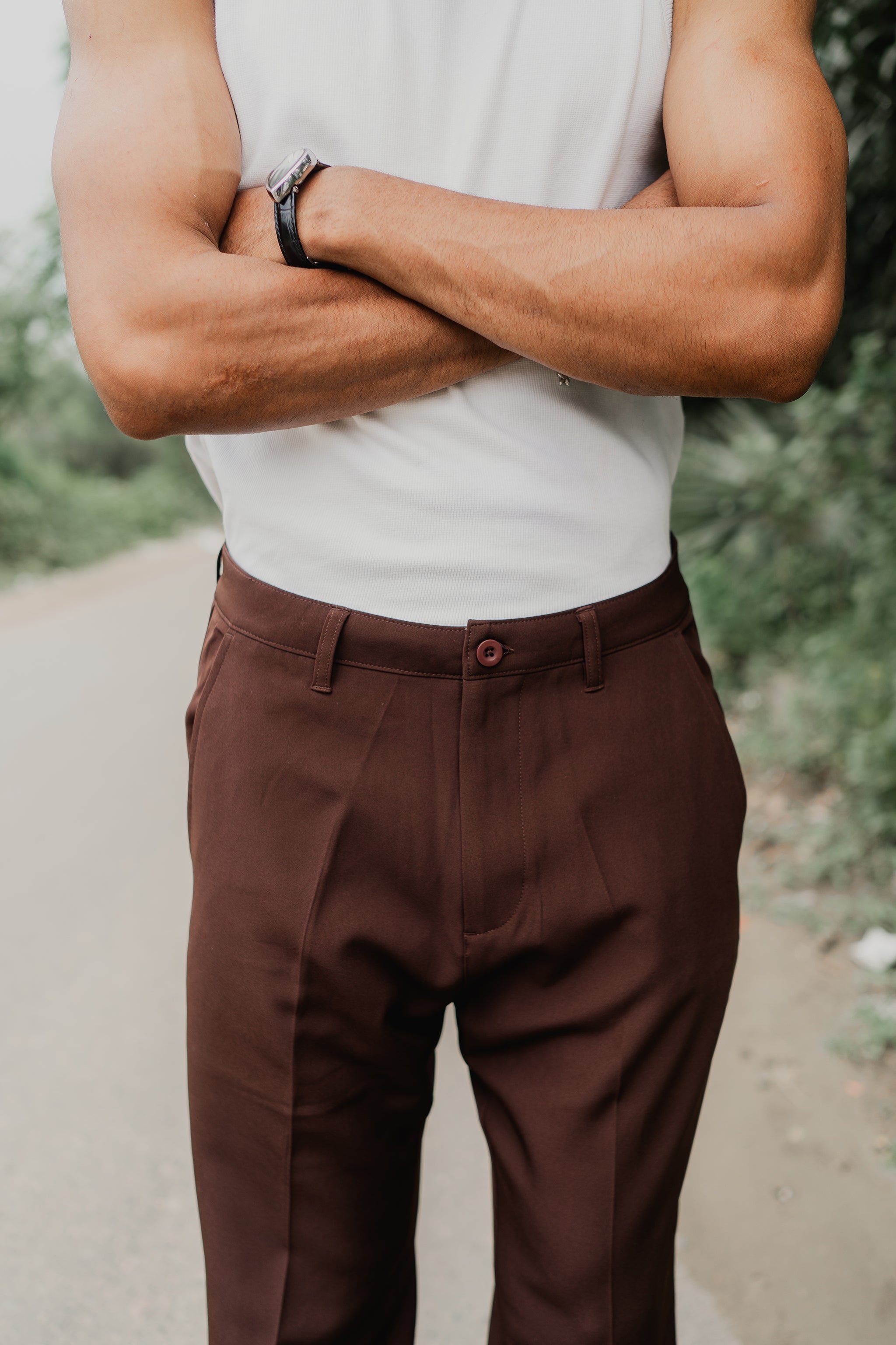 Flared Bootcut Pants For Men - Espresso