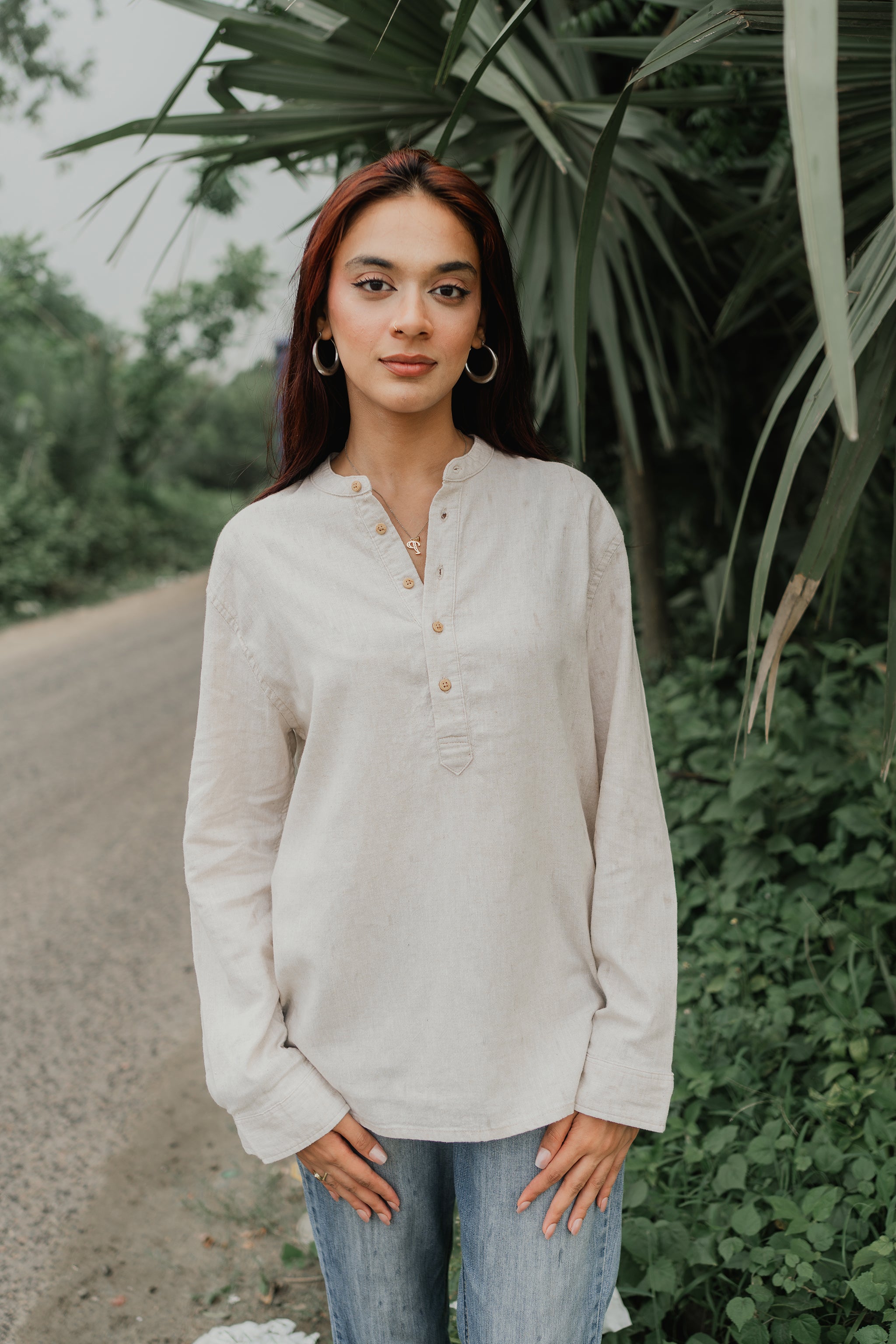 Cotton Henley - Katua - Unisex - Sand