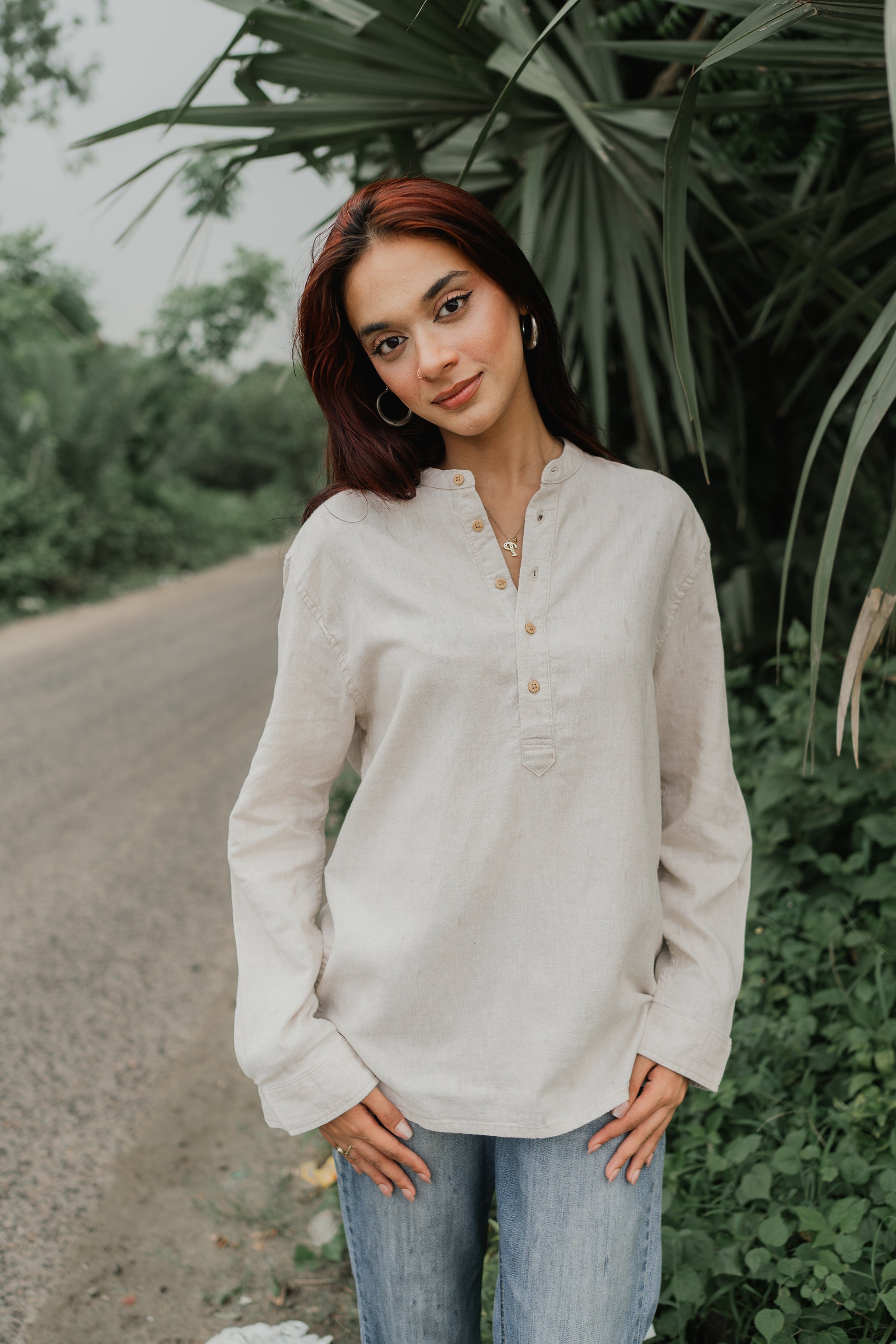 Cotton Henley - Katua - Unisex - Sand