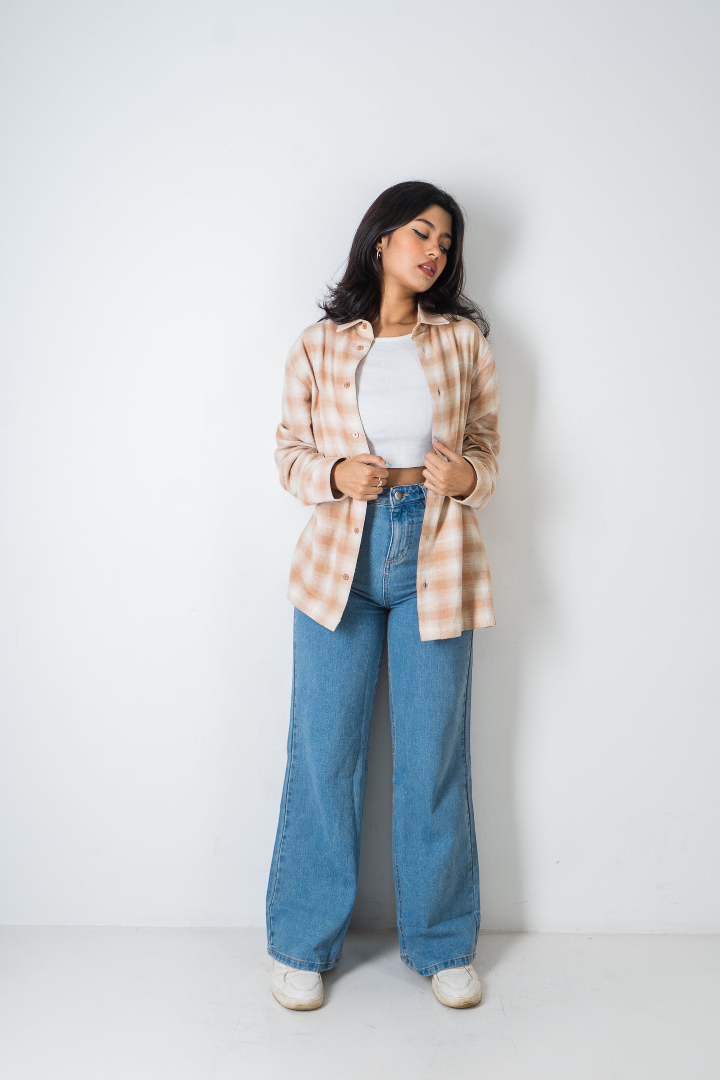 Wide Leg Jeans - High Waist Blue Denim