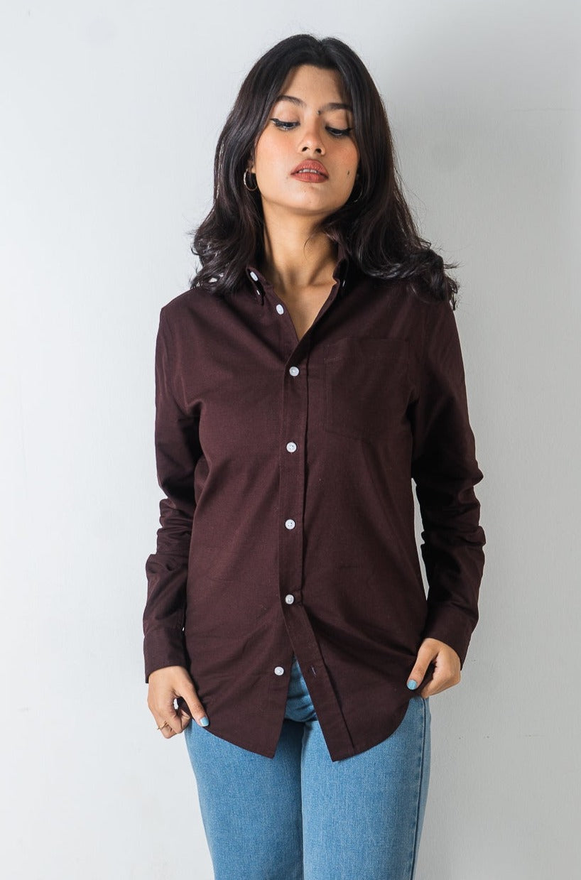 Oxford Shirt - Uninhibited - Unisex - Dark Brown