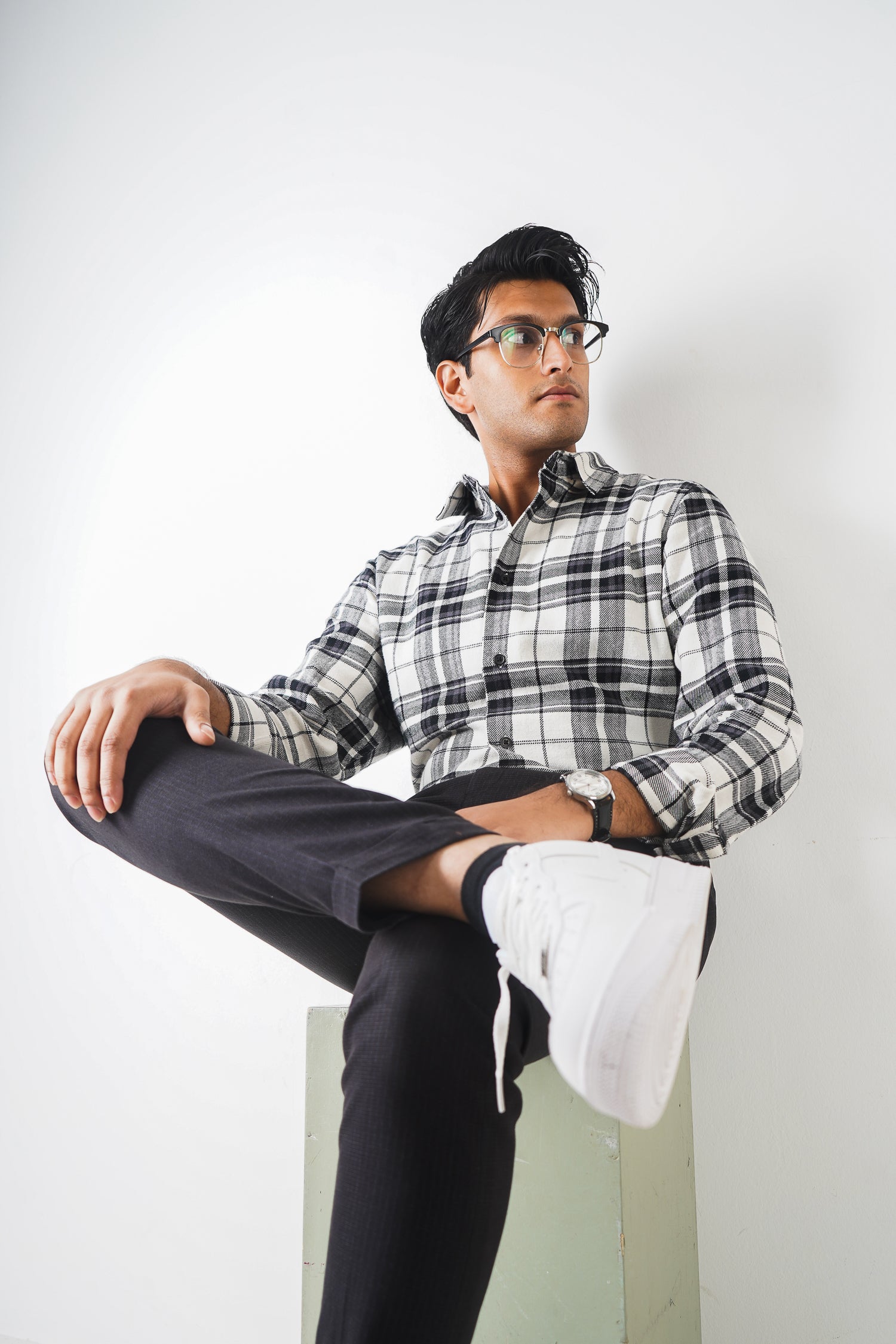 পুরুষদের জন্য ফ্লানেল শার্ট - কালো এবং সাদা