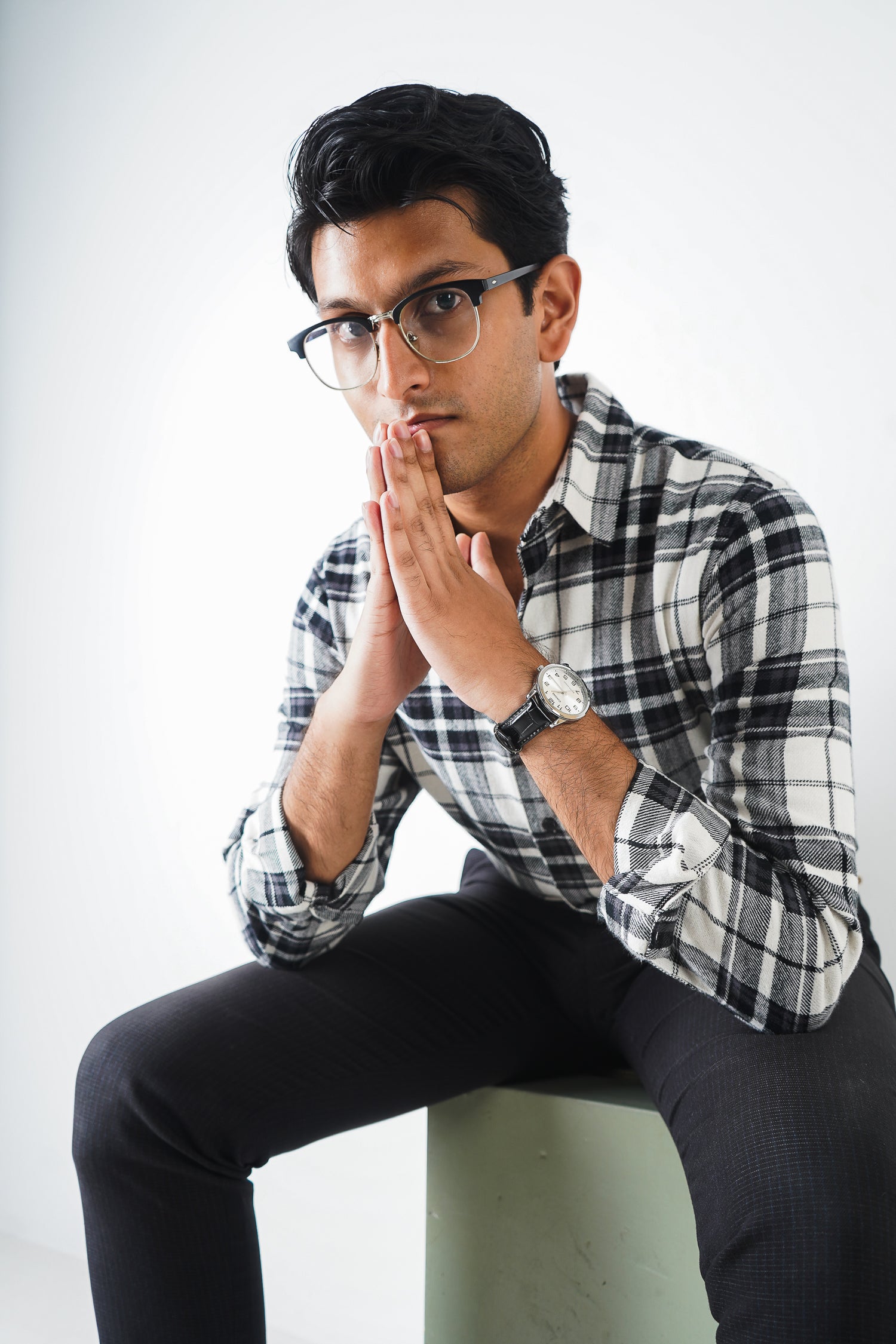 পুরুষদের জন্য ফ্লানেল শার্ট - কালো এবং সাদা