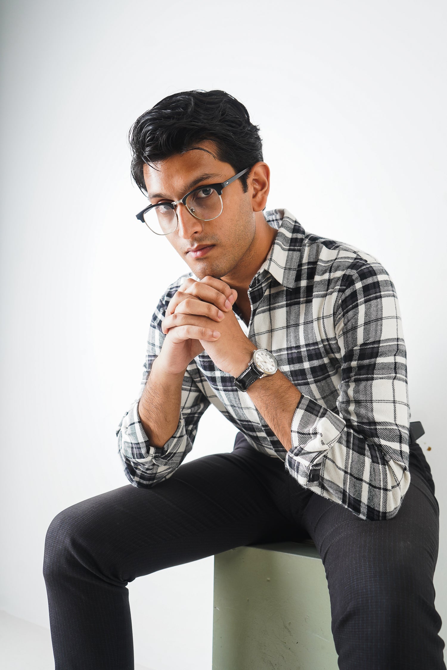 পুরুষদের জন্য ফ্লানেল শার্ট - কালো এবং সাদা