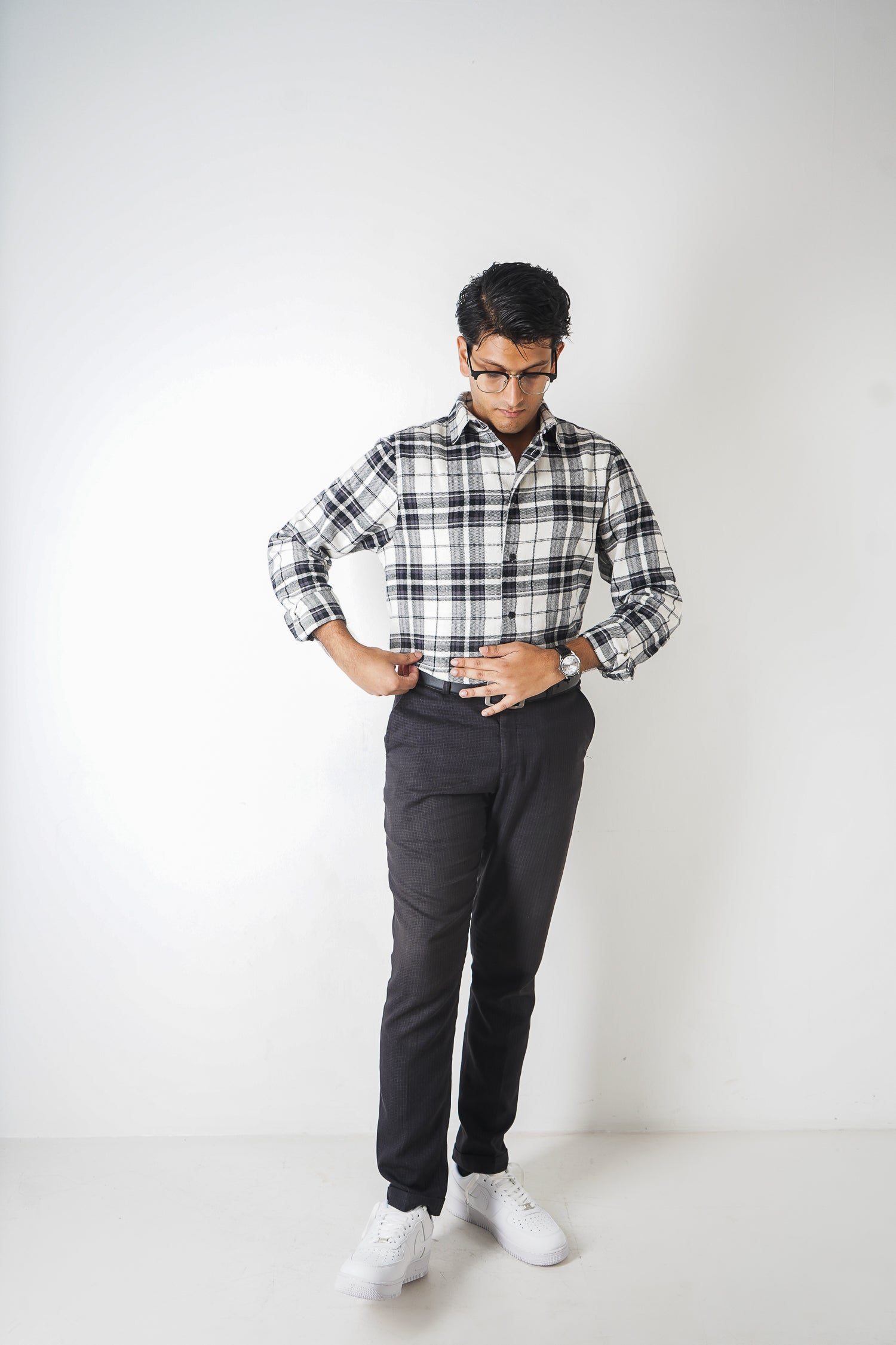 পুরুষদের জন্য ফ্লানেল শার্ট - কালো এবং সাদা