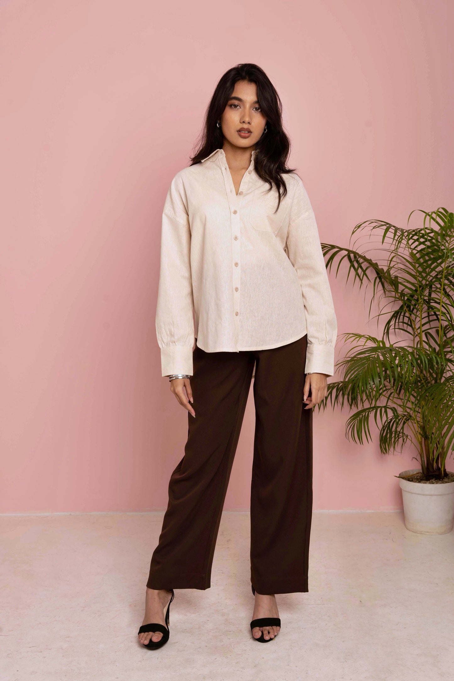 Oversized Shirt for Women - Vanilla