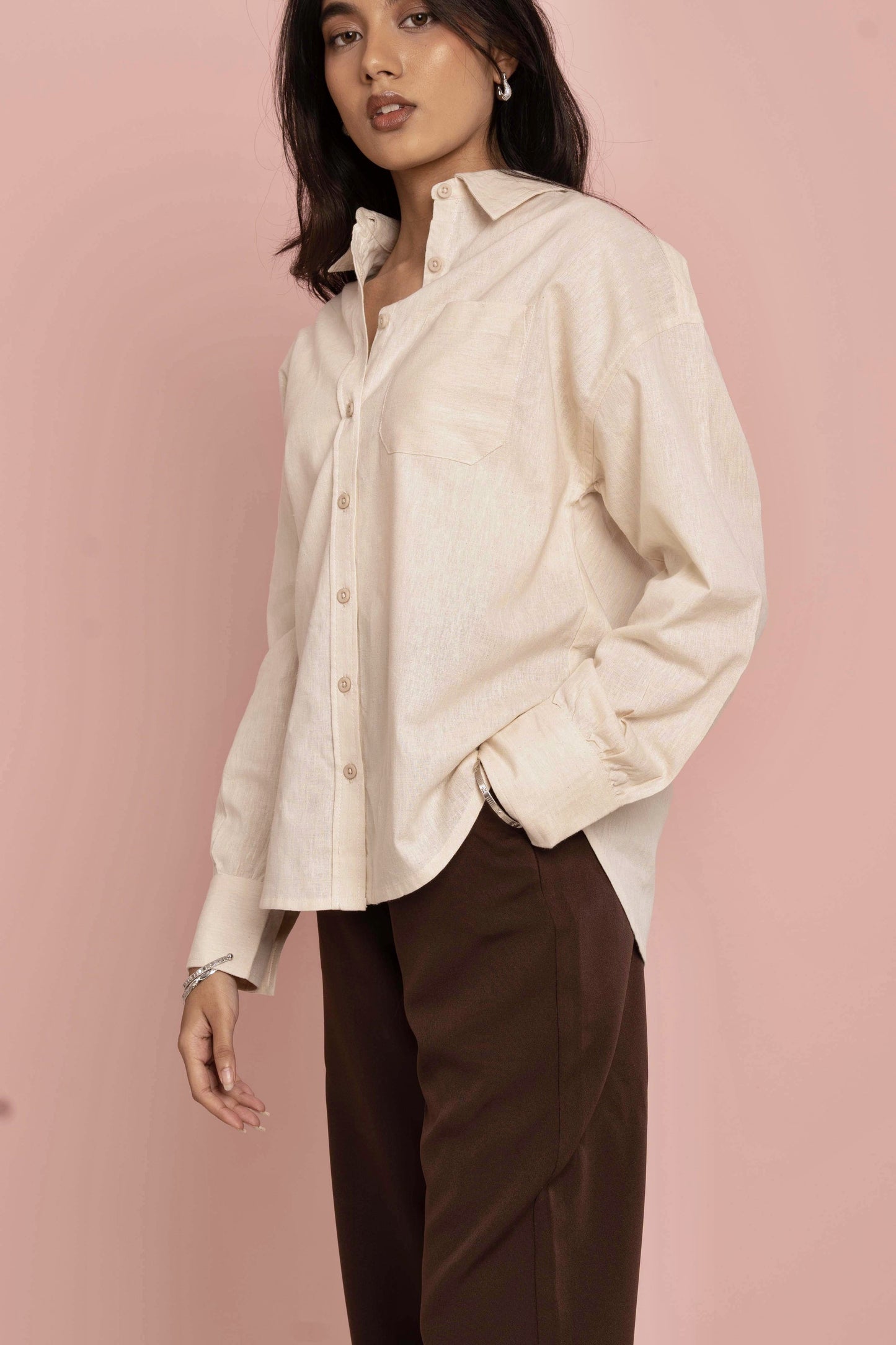 Oversized Shirt for Women - Vanilla