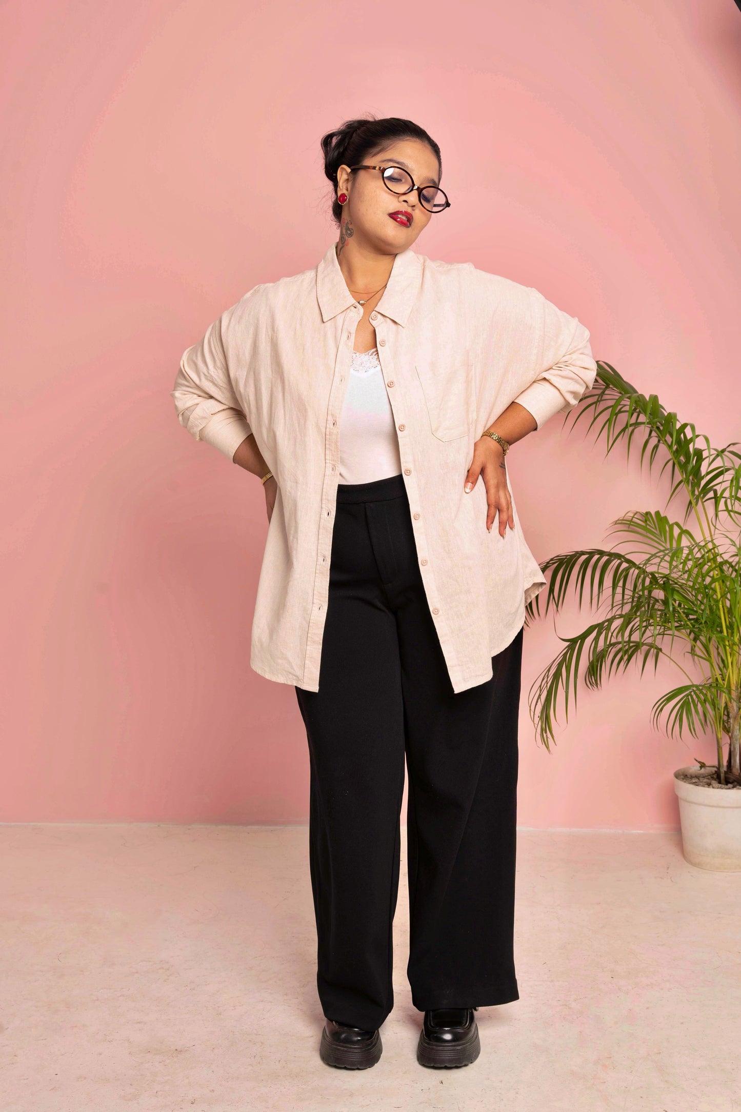 Oversized Shirt for Women - Vanilla