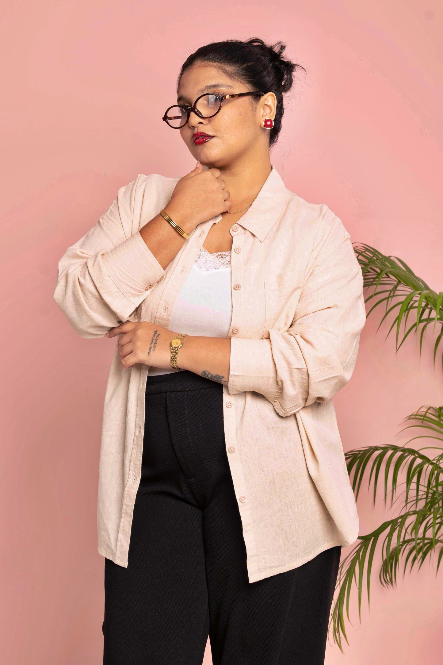 Oversized Shirt for Women - Vanilla