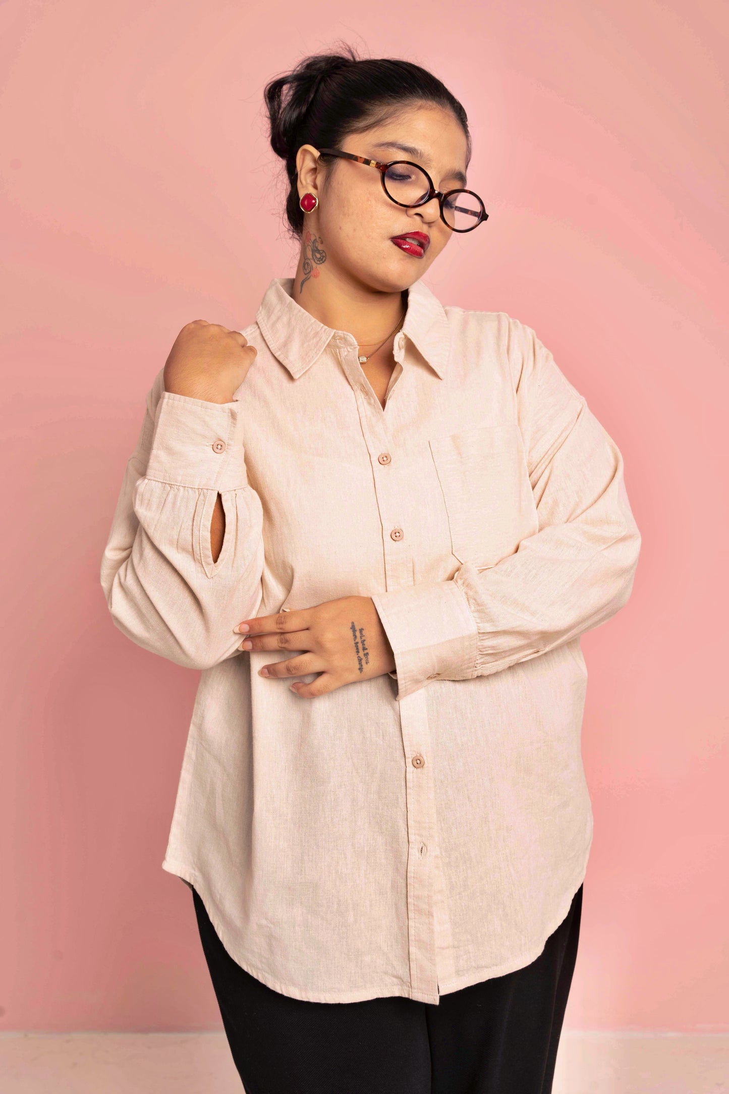 Oversized Shirt for Women - Vanilla