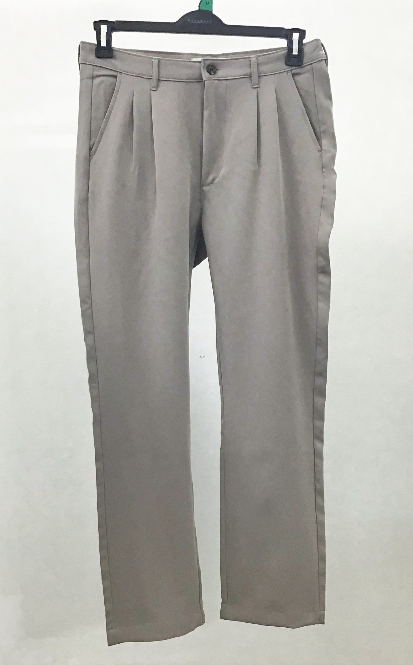 Pleated Straight Leg Pants For Men - Ash - Loose Fit