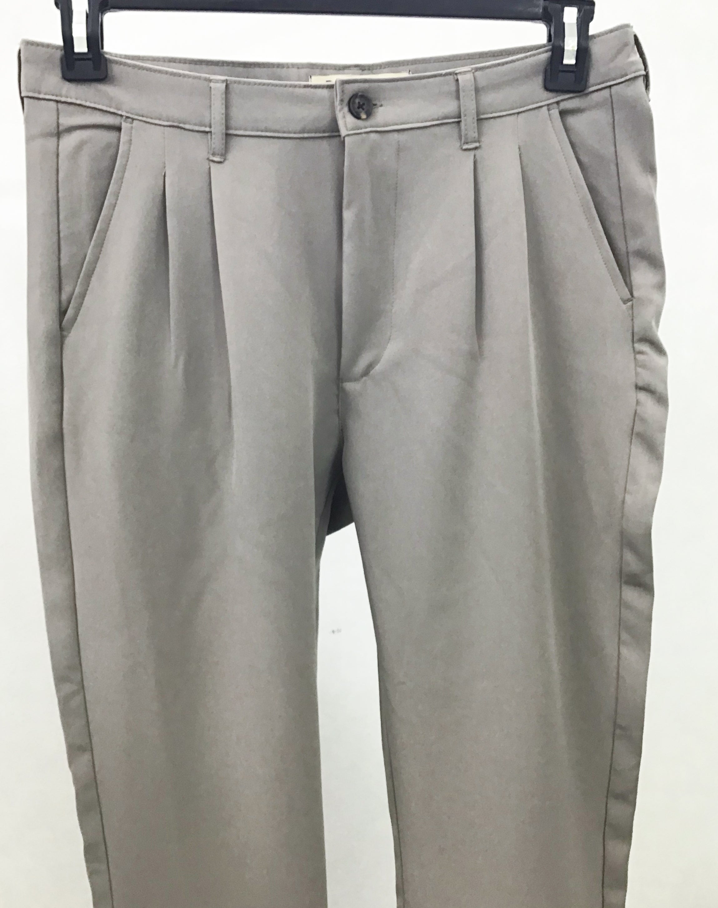 Pleated Straight Leg Pants For Men - Ash - Loose Fit