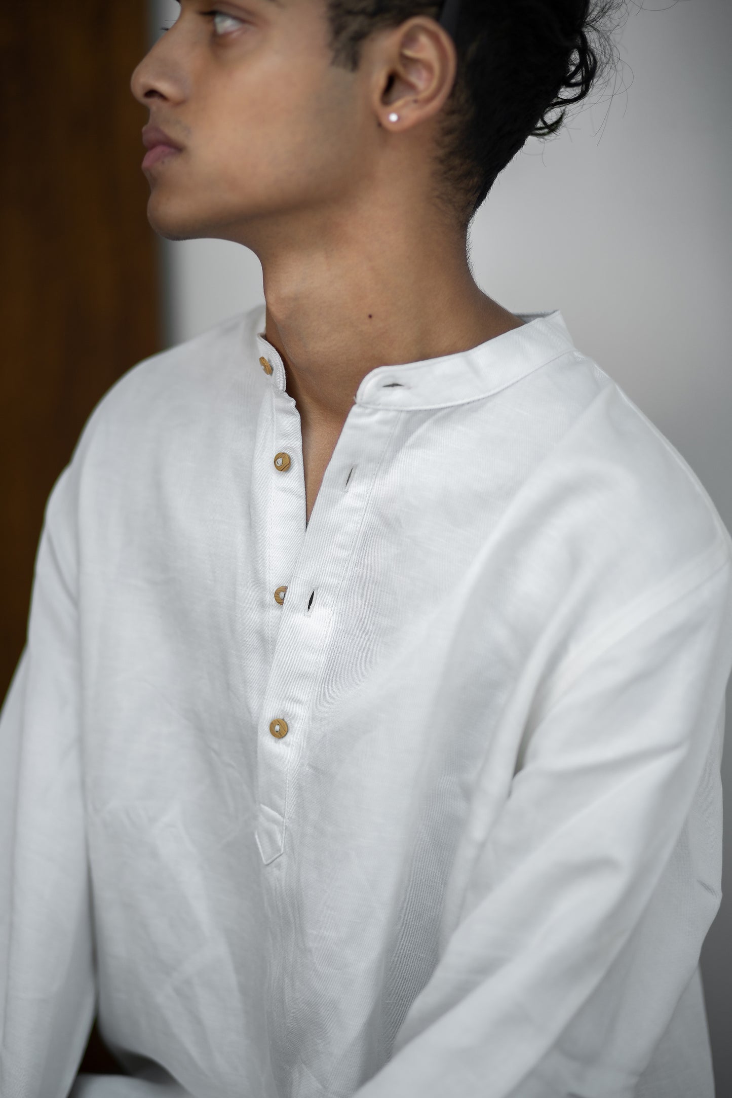 Cotton Henley for Men - White