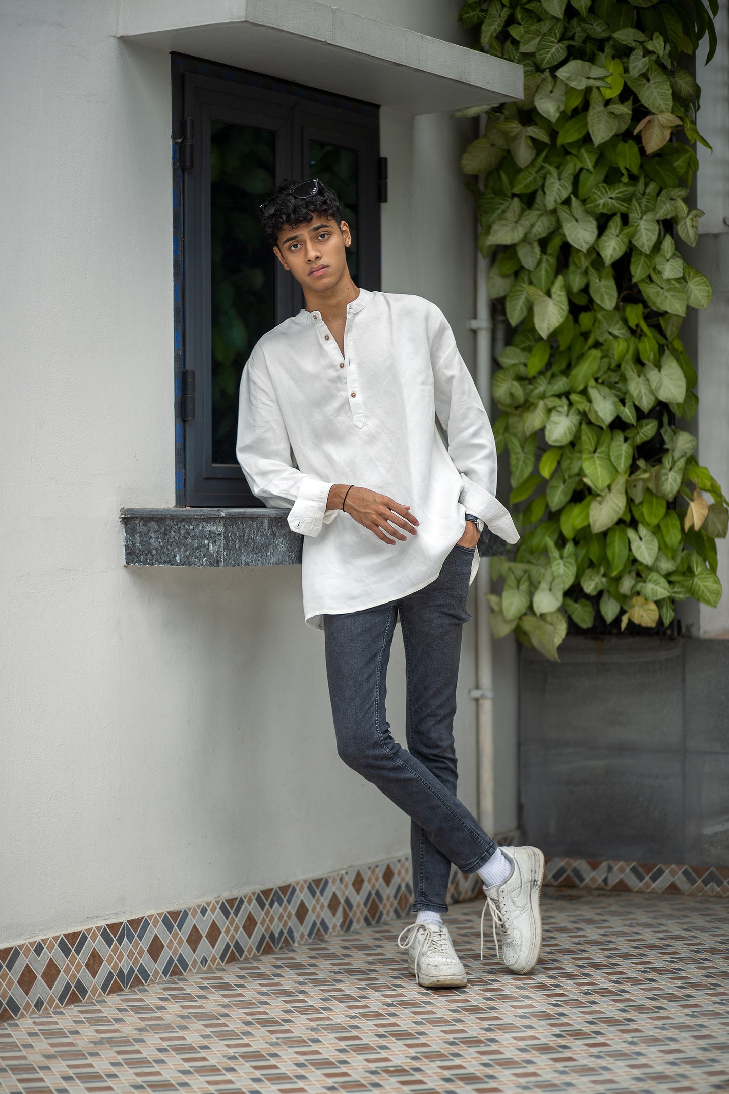 Cotton Henley for Men - White