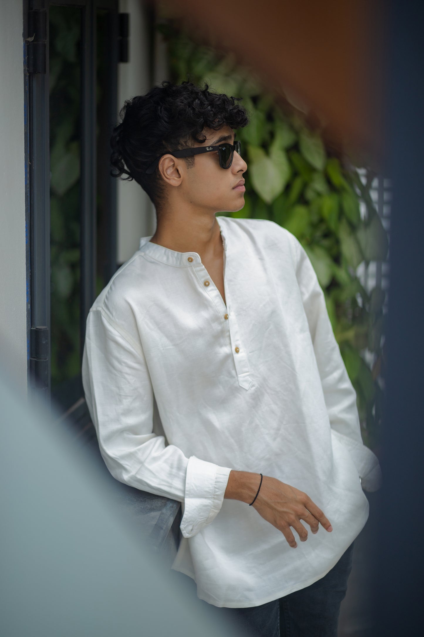 Cotton Henley for Men - White