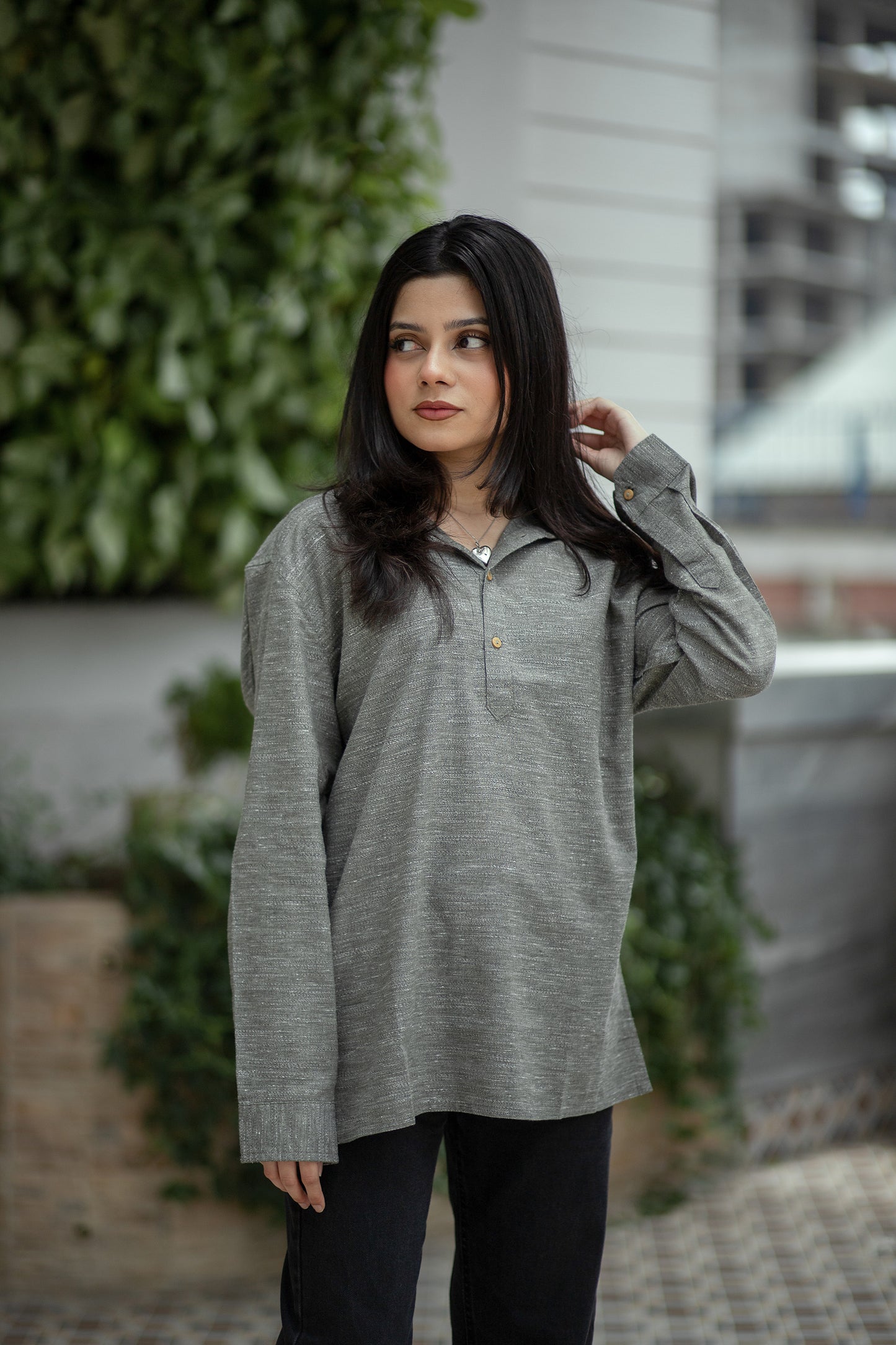 Linen Henley - Unisex - Moss