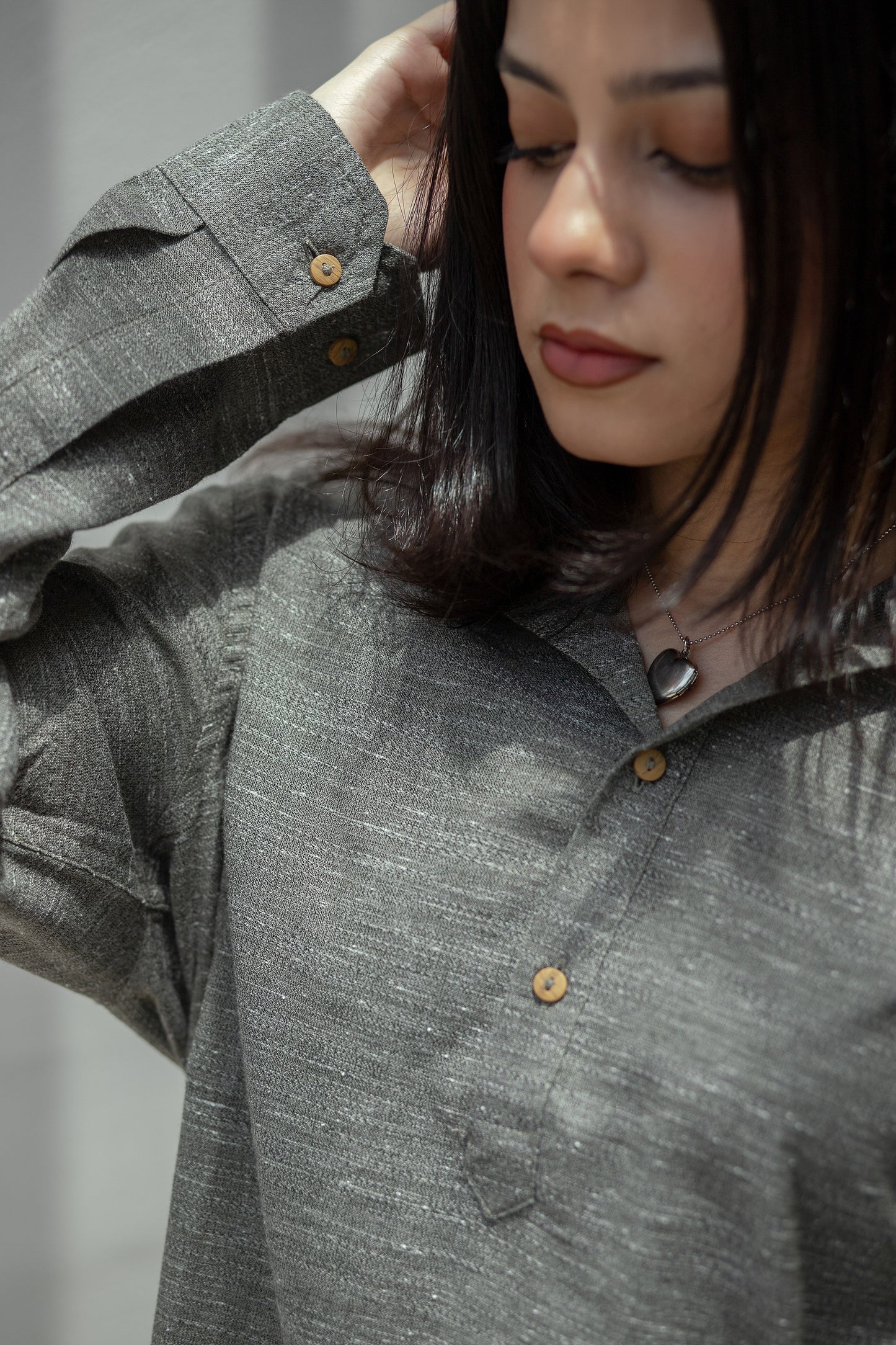 Linen Henley - Unisex - Moss