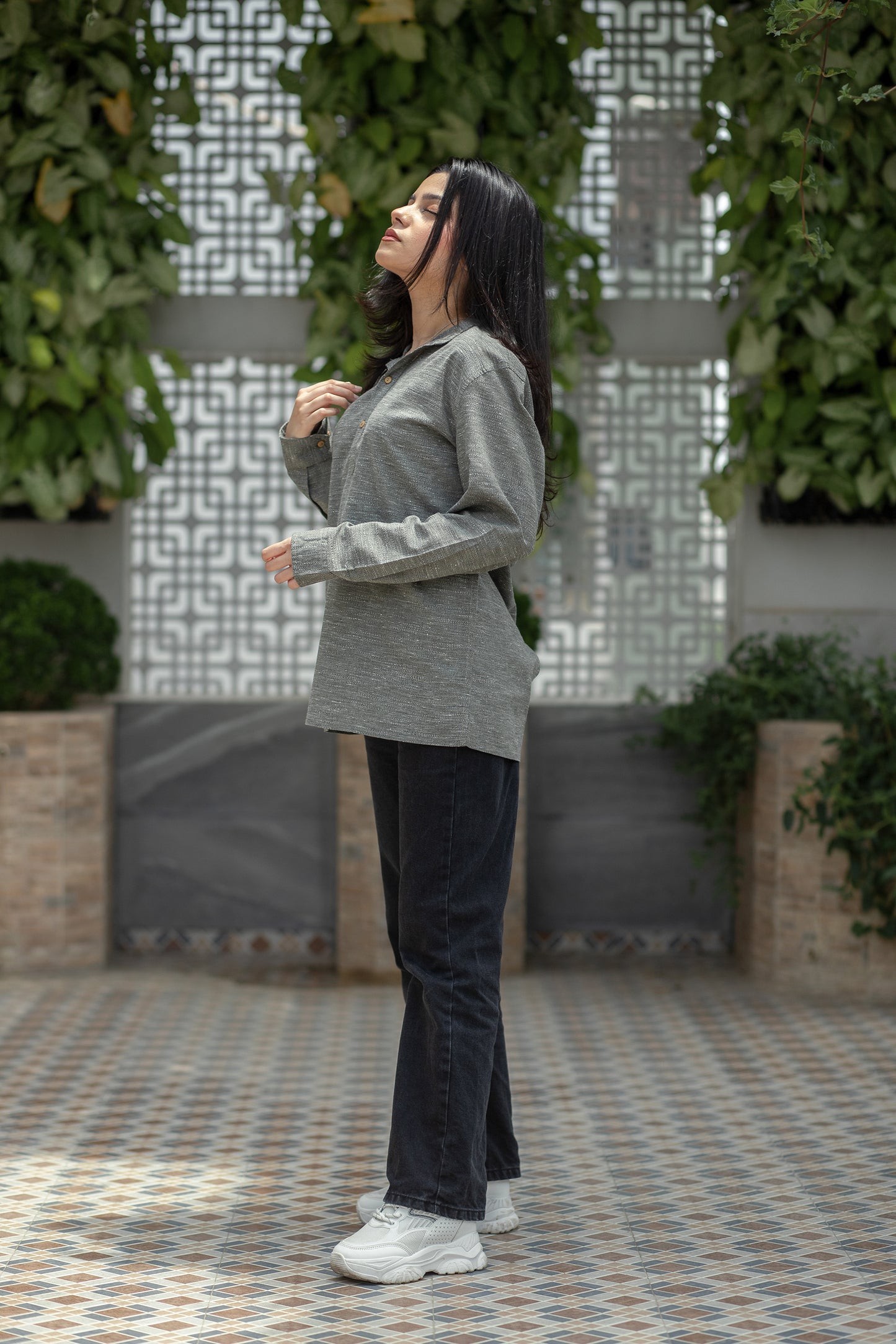 Linen Henley - Unisex - Moss