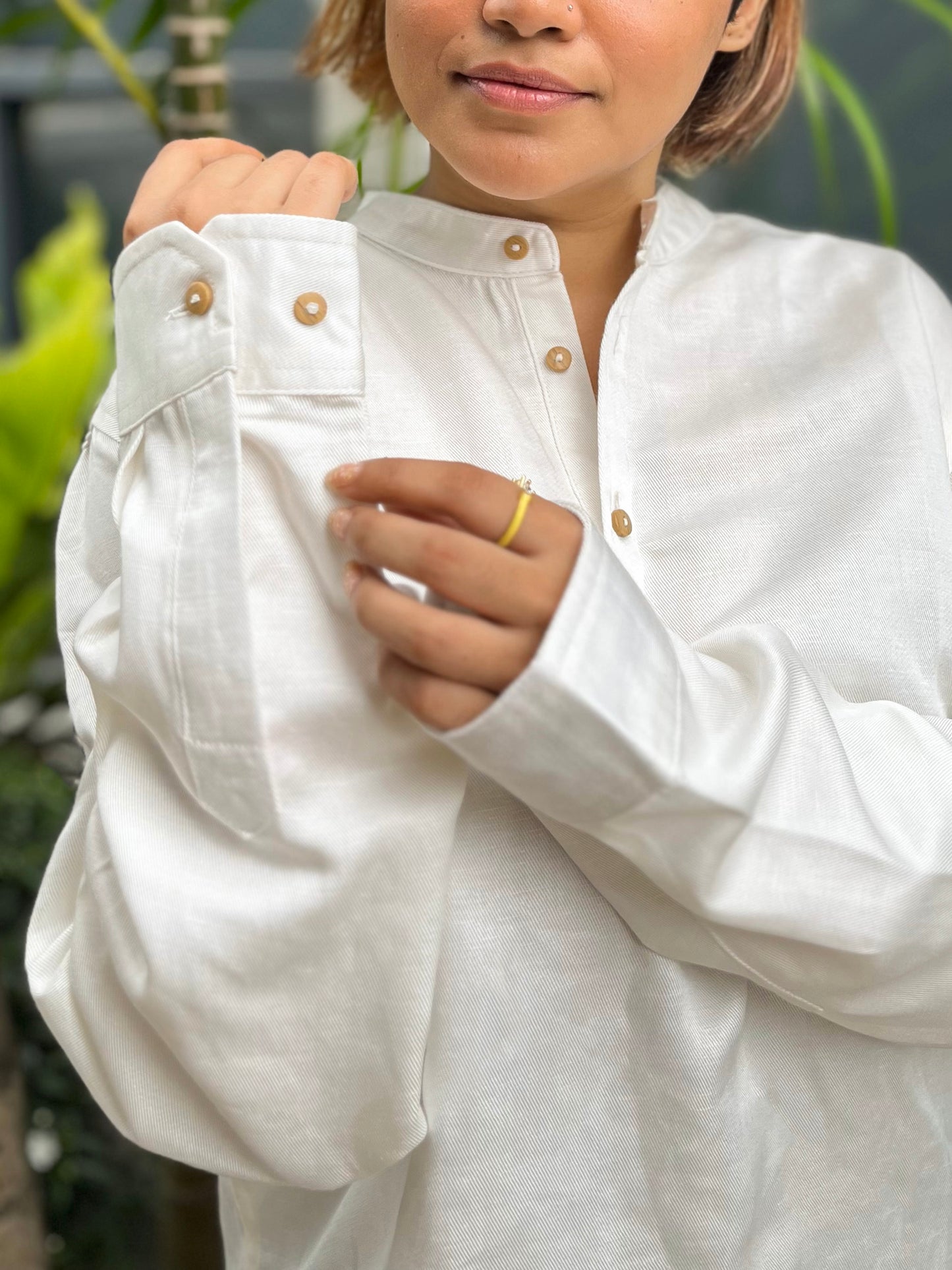 Cotton Henley - Unisex - White