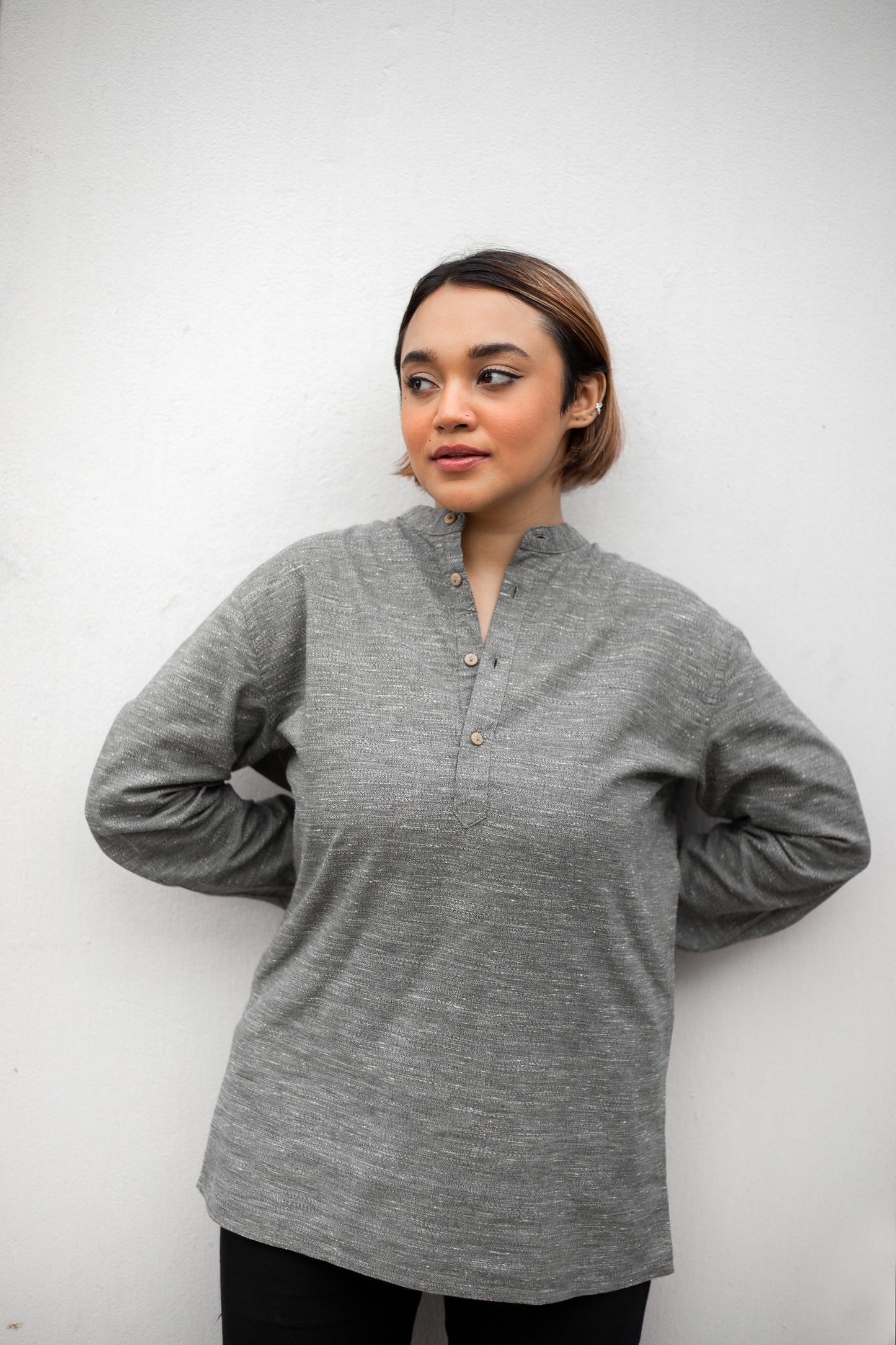 Linen Henley - Unisex - Moss