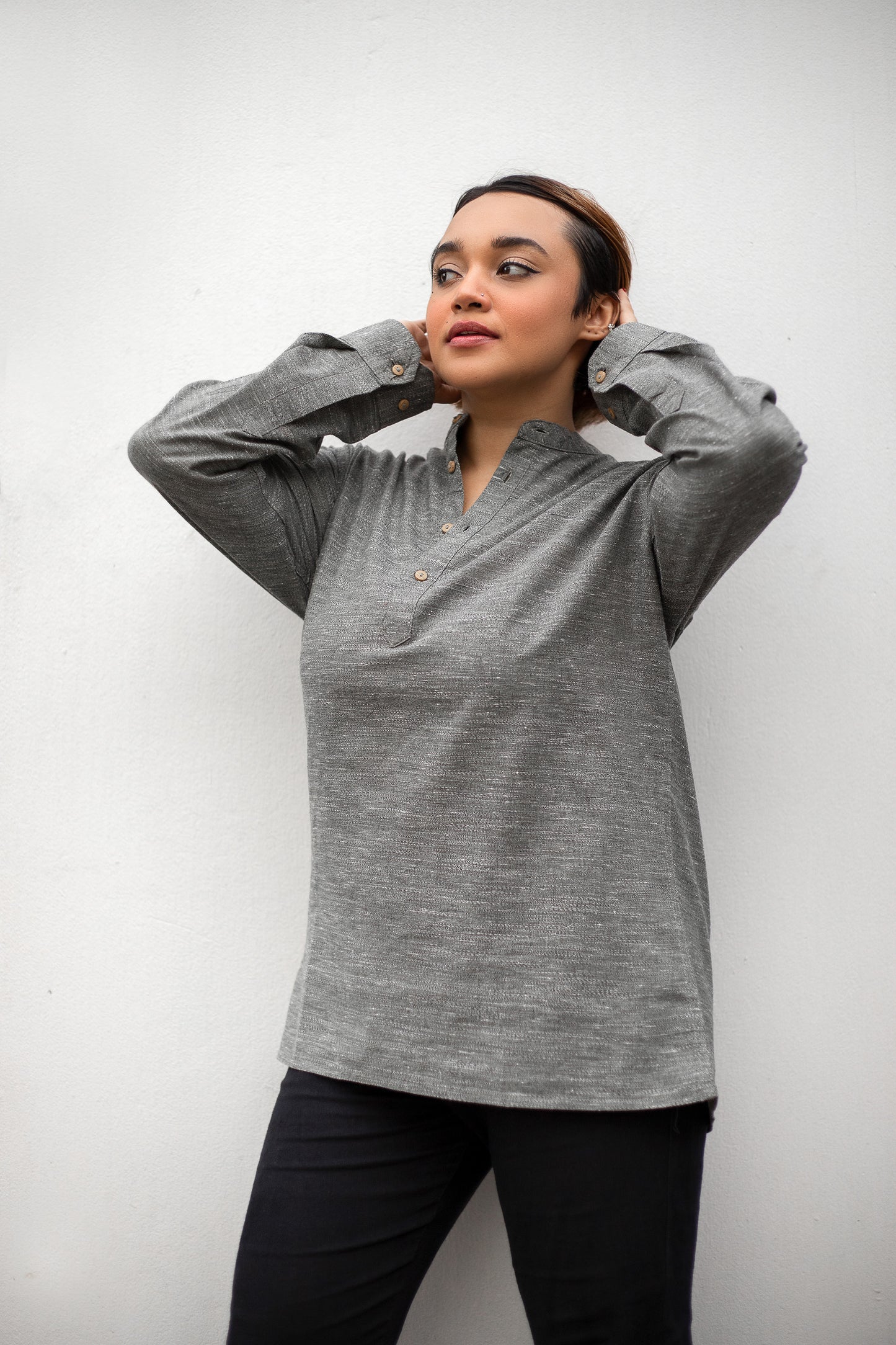 Linen Henley - Unisex - Moss