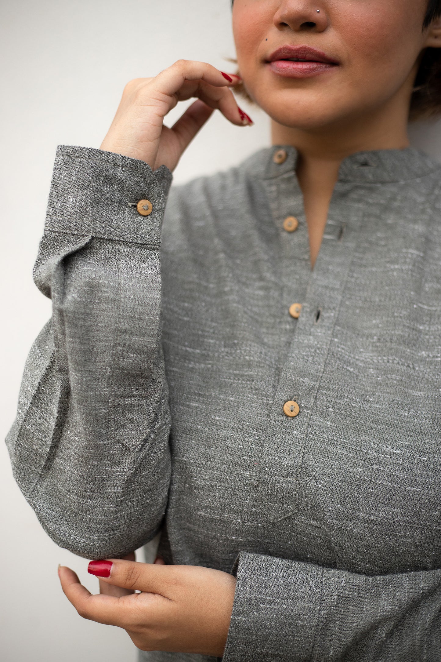 Linen Henley - Unisex - Moss