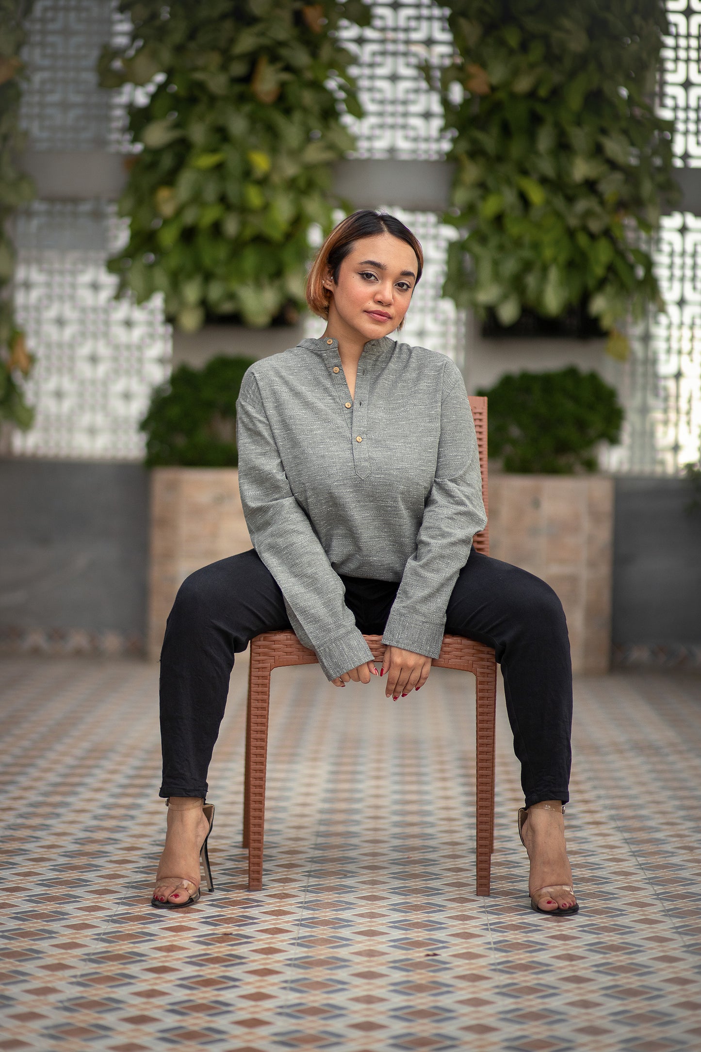 Linen Henley - Unisex - Moss