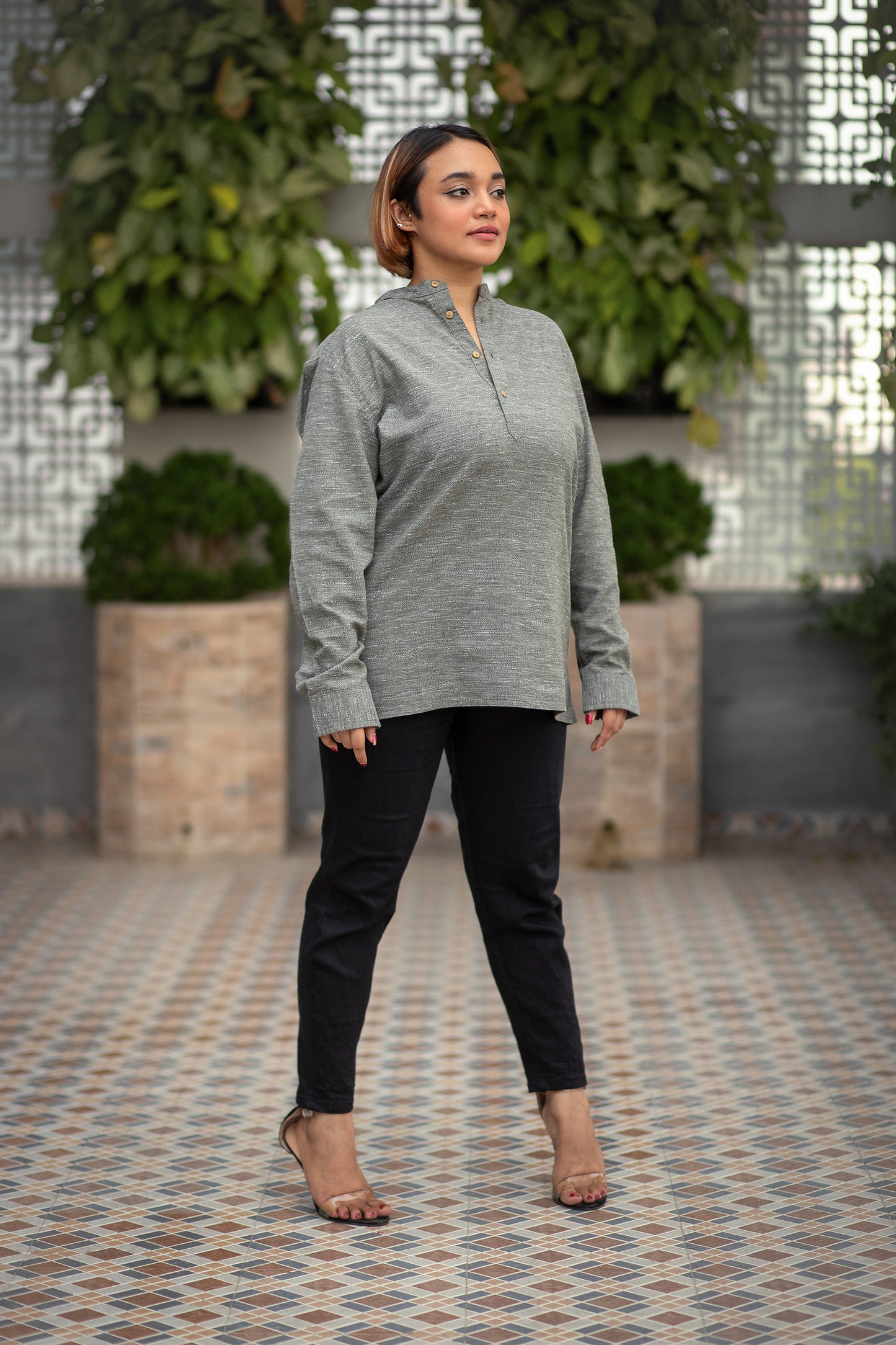 Linen Henley - Unisex - Moss