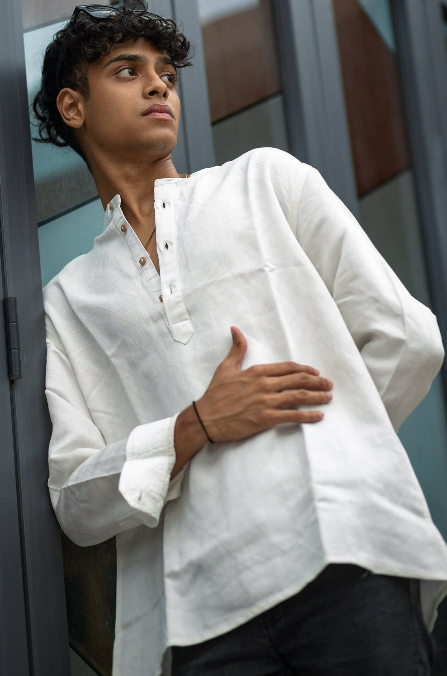 Cotton Henley for Men - White