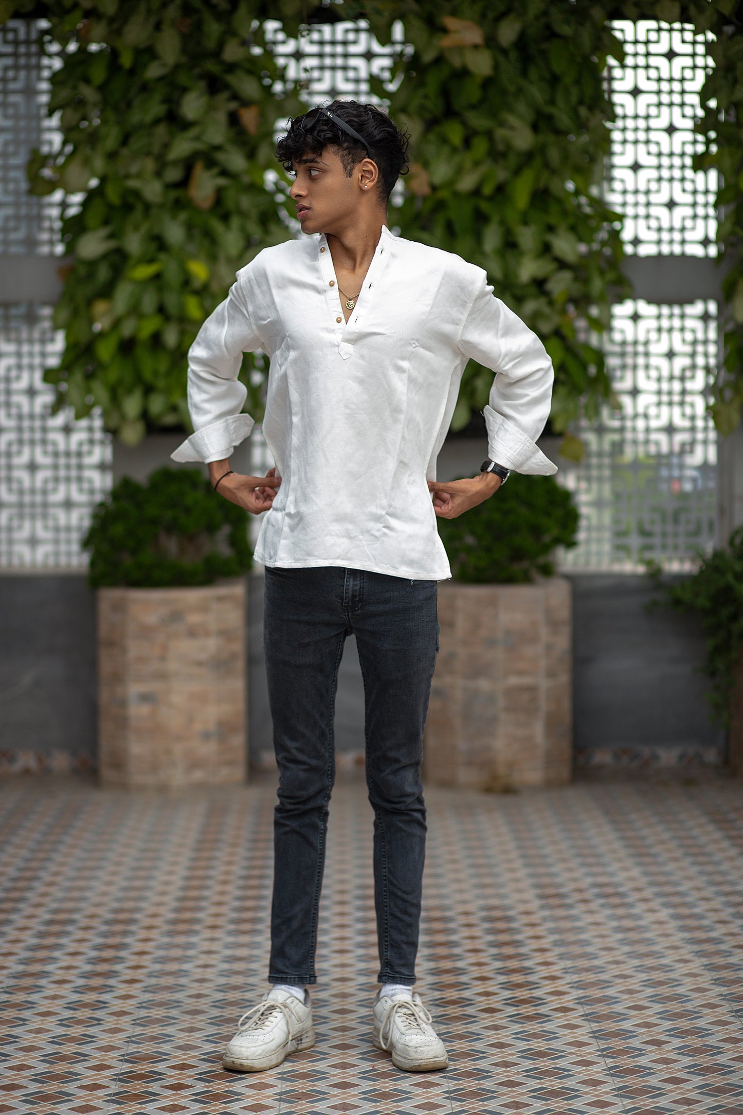 Cotton Henley for Men - White