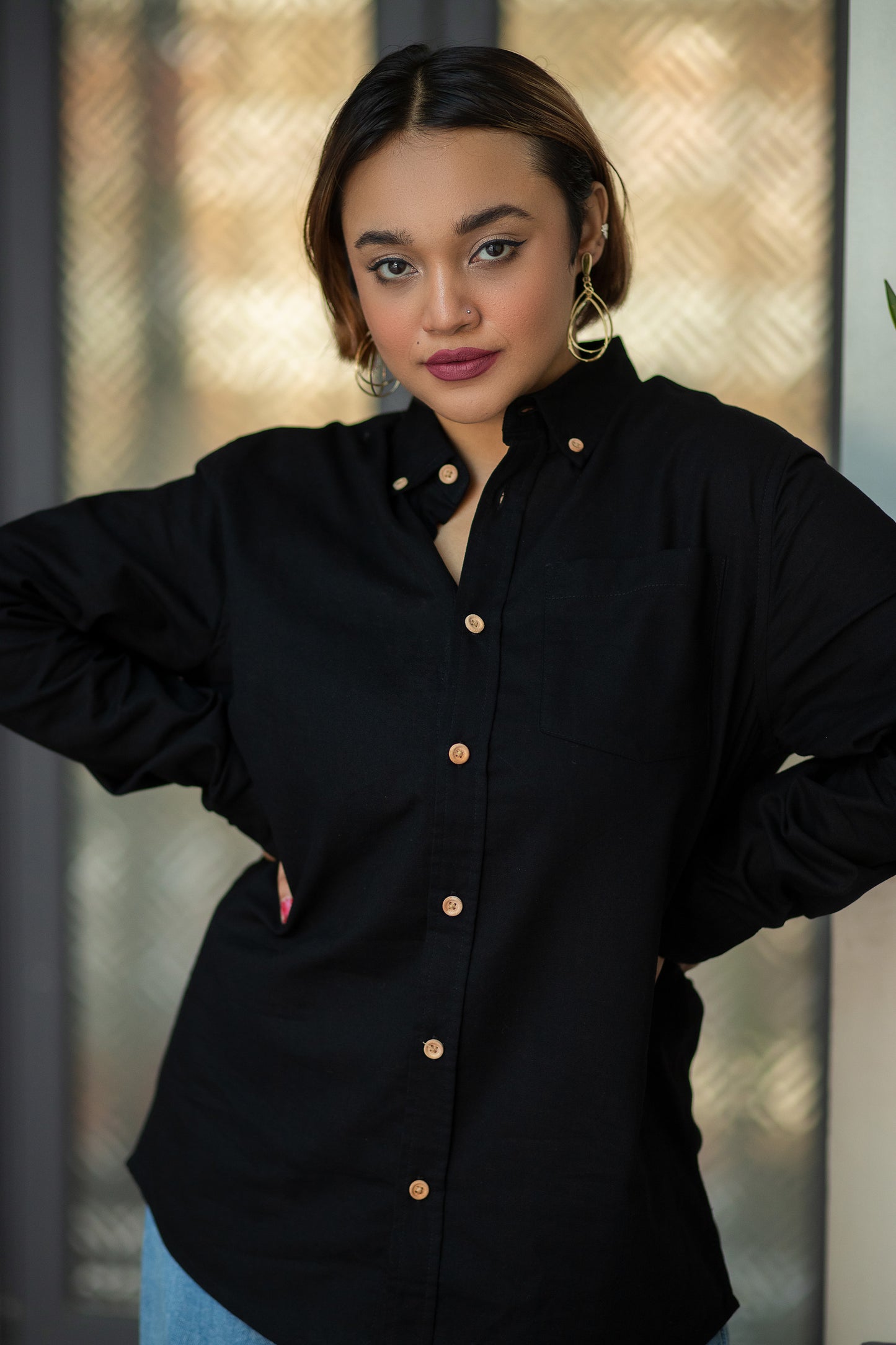 Oxford Shirt - Uninhibited - Unisex - Black