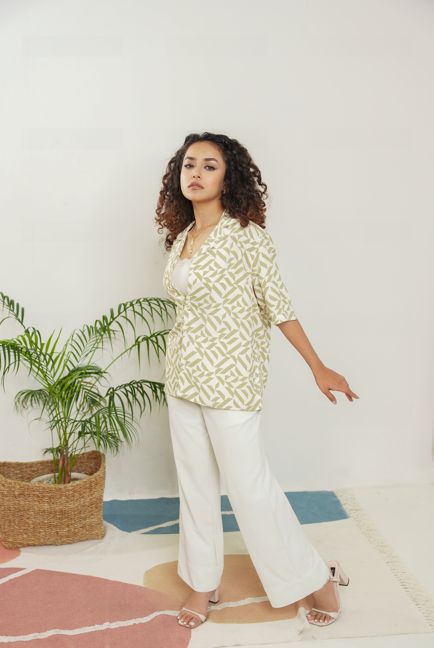 Cordaro Cuba - Off White Olive Print Cuba - Cuban Shirt - Unisex