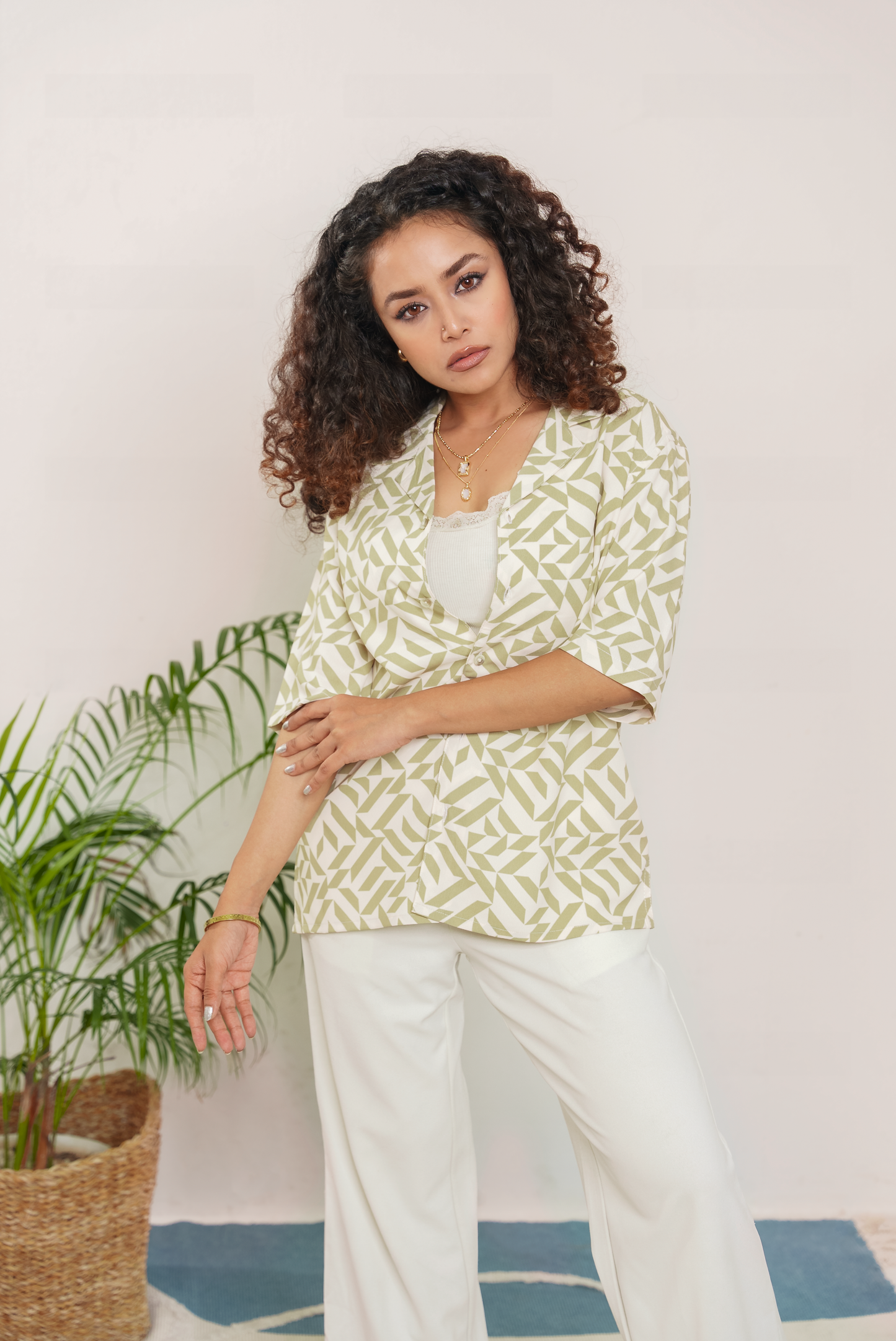 Cordaro Cuba - Off White Olive Print Cuba - Cuban Shirt - Unisex
