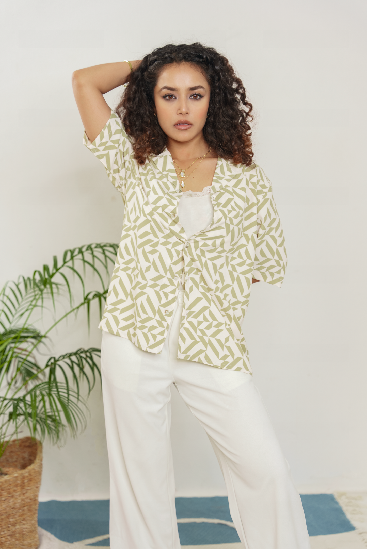Cordaro Cuba - Off White Olive Print Cuba - Cuban Shirt - Unisex