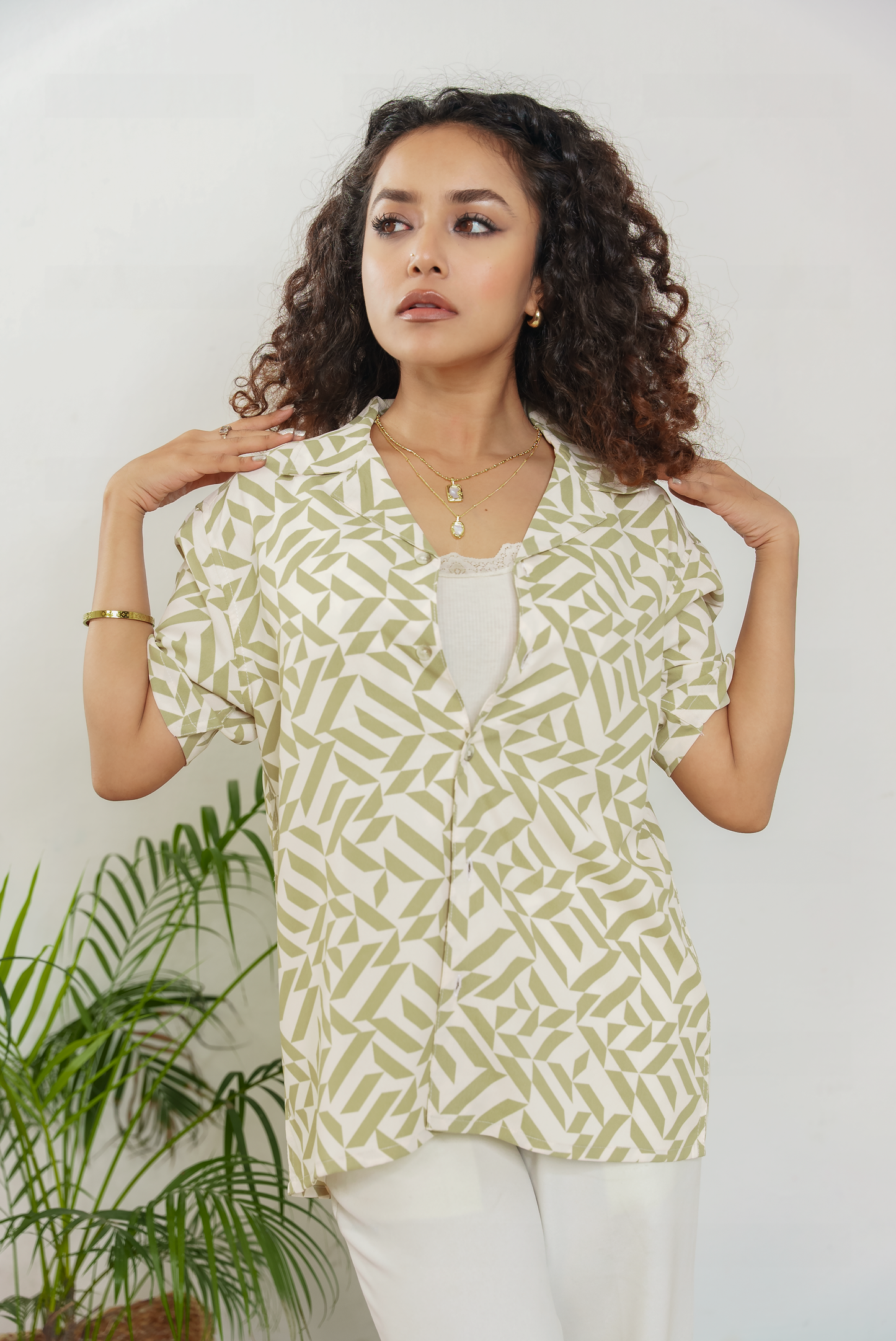 Cordaro Cuba - Off White Olive Print Cuba - Cuban Shirt - Unisex