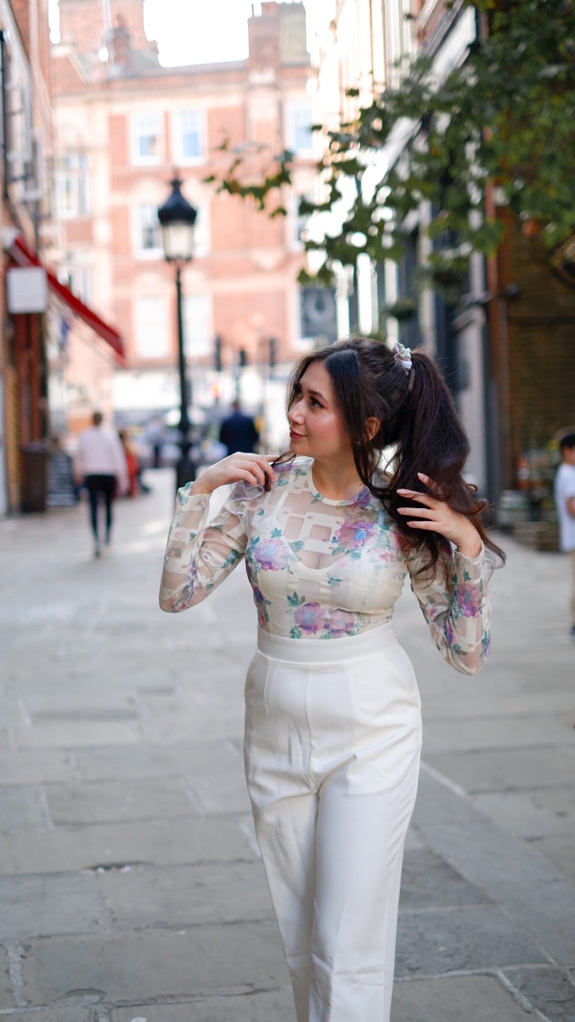 Halo - Off White Mesh Jumpsuit with Ruffle Shoulders