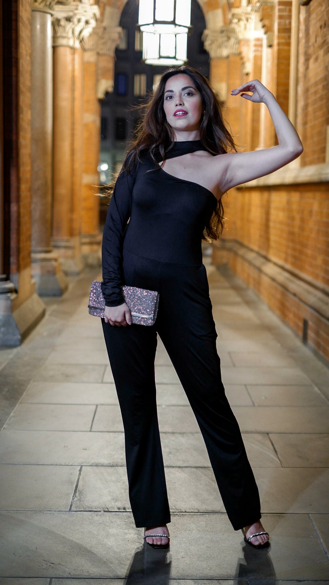 Eclipse - Black One Sleeve Cutout Jumpsuit