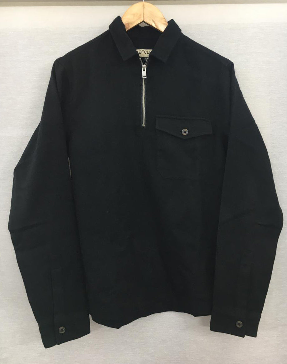 Half Zip Flannel - Unisex - Black