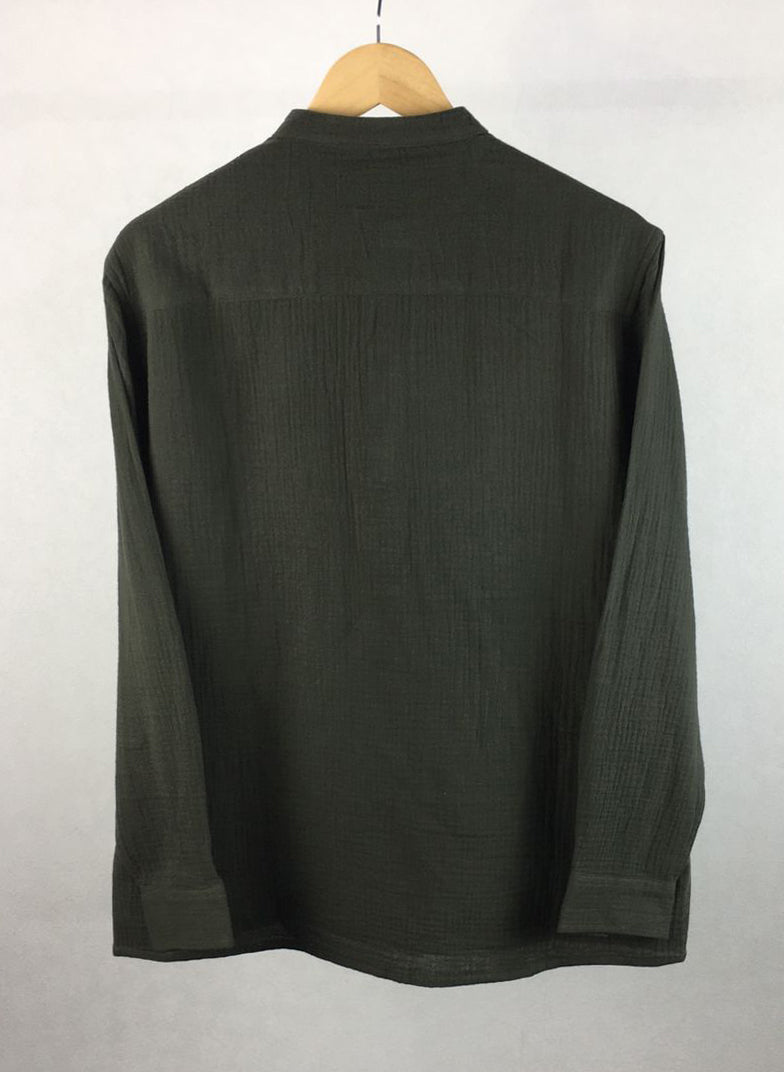 Waffle Henley for Men - Seaweed Green