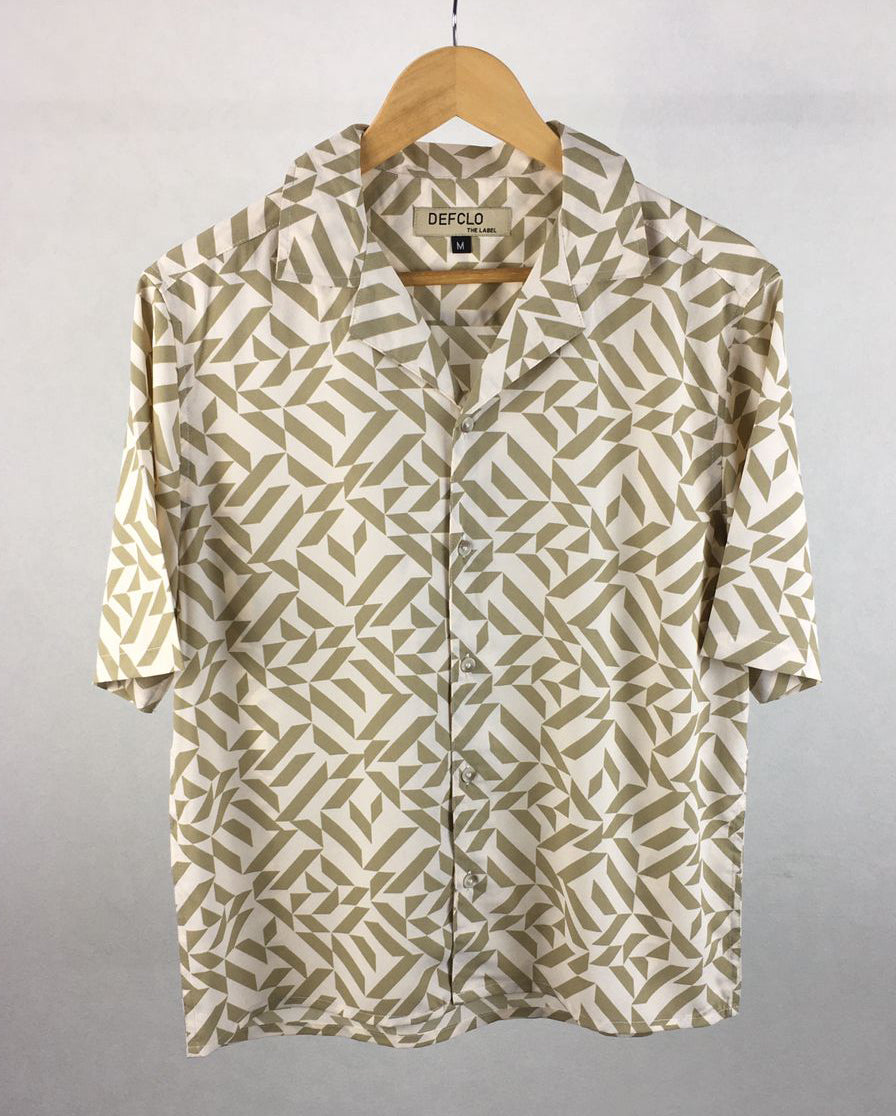 Cordaro Cuba - Off White Olive Print Cuba - Cuban Shirt - Unisex