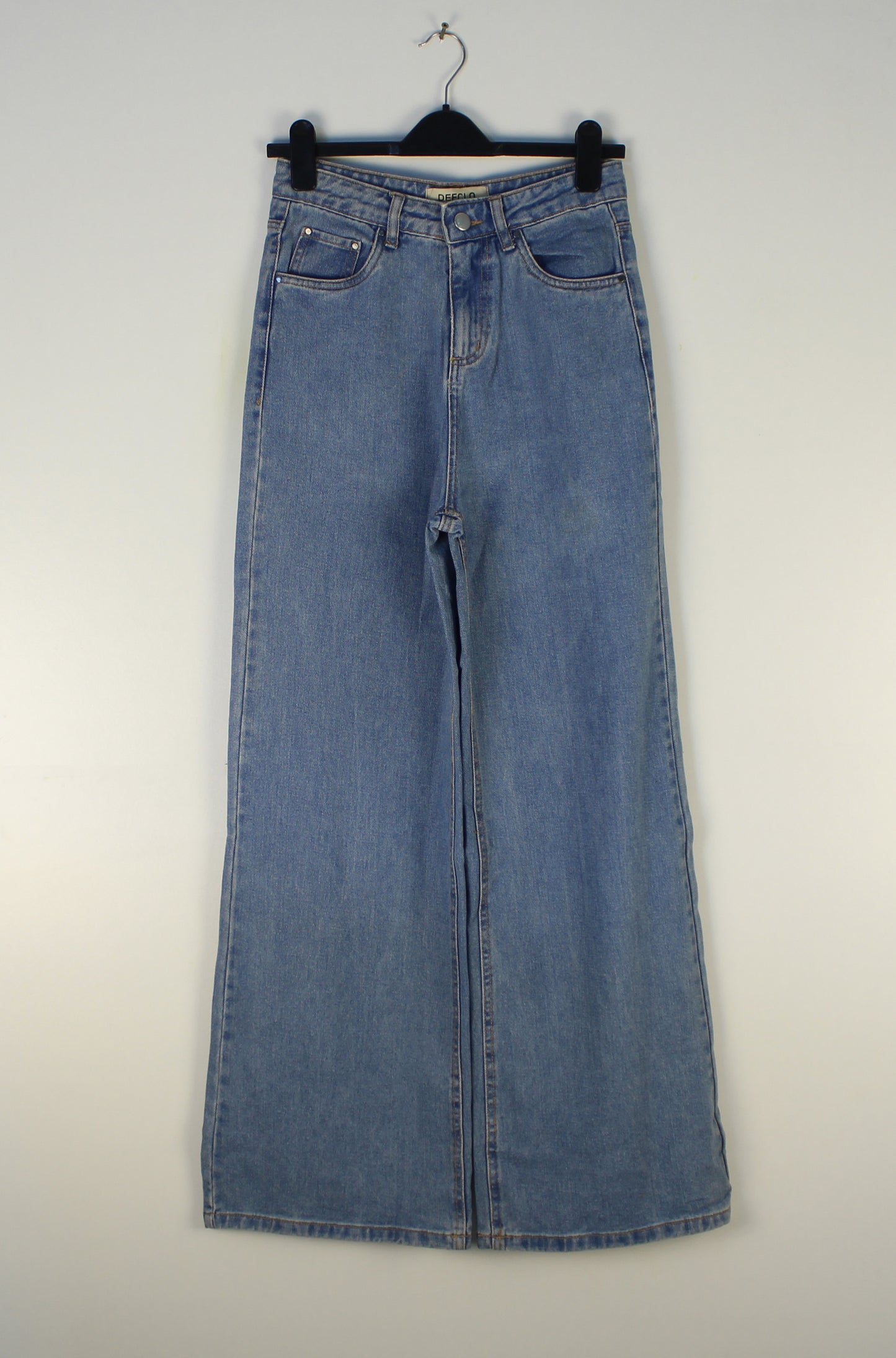 Wide Leg Jeans - High Waist Blue Denim