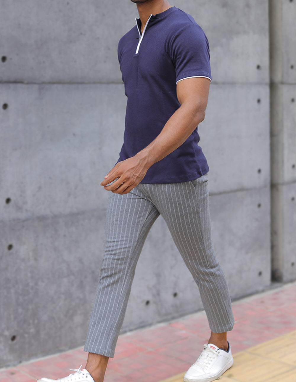 Henley Zips SS - Navy