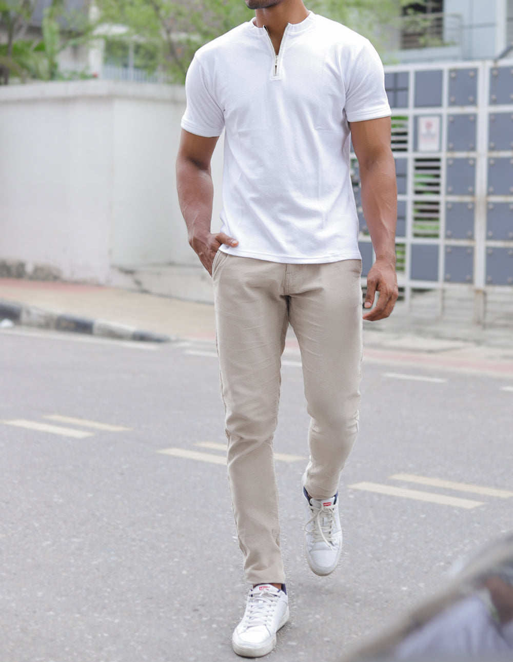 Henley Zips SS - White