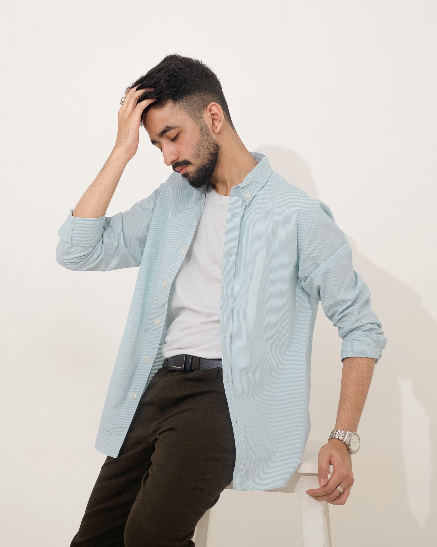 Aqua Stripe - Casual Shirt For Men