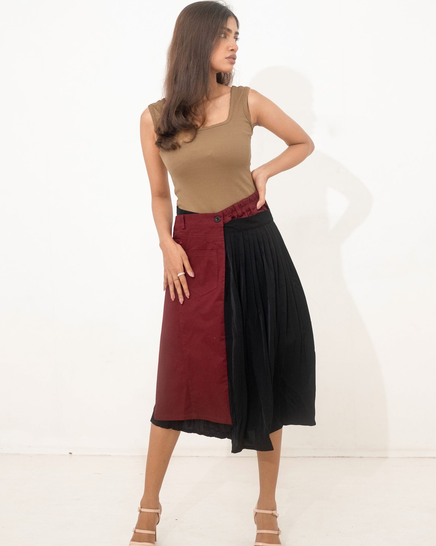 Bibi- Black & Maroon Skirt