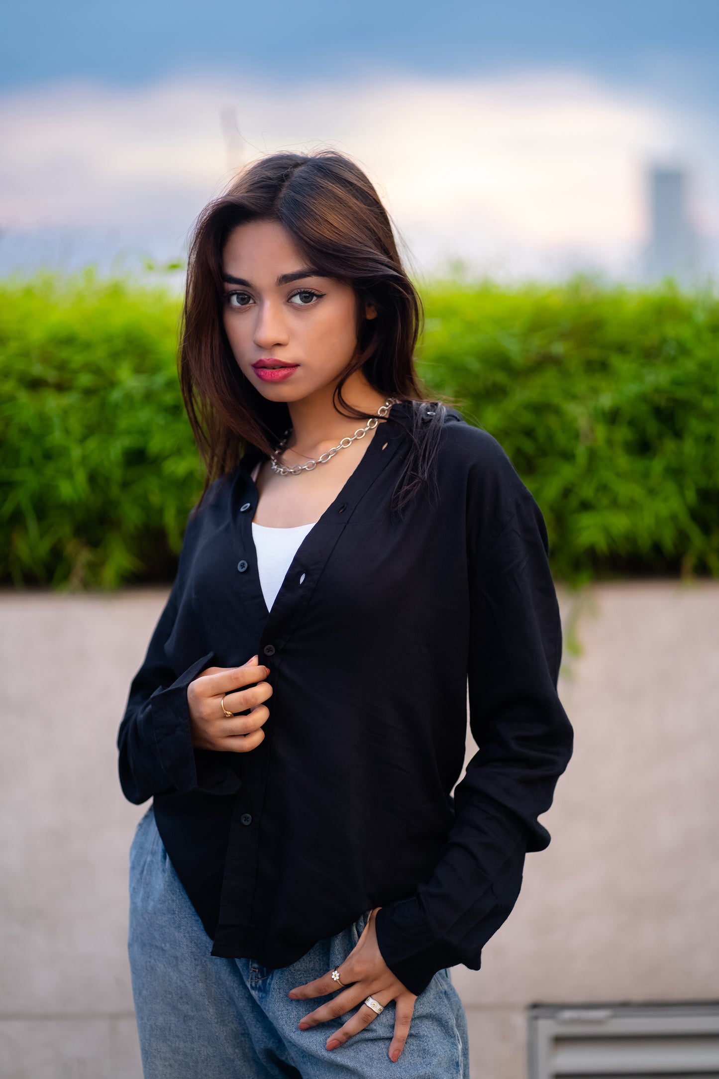 Midnight Black - Casual Shirt For Women