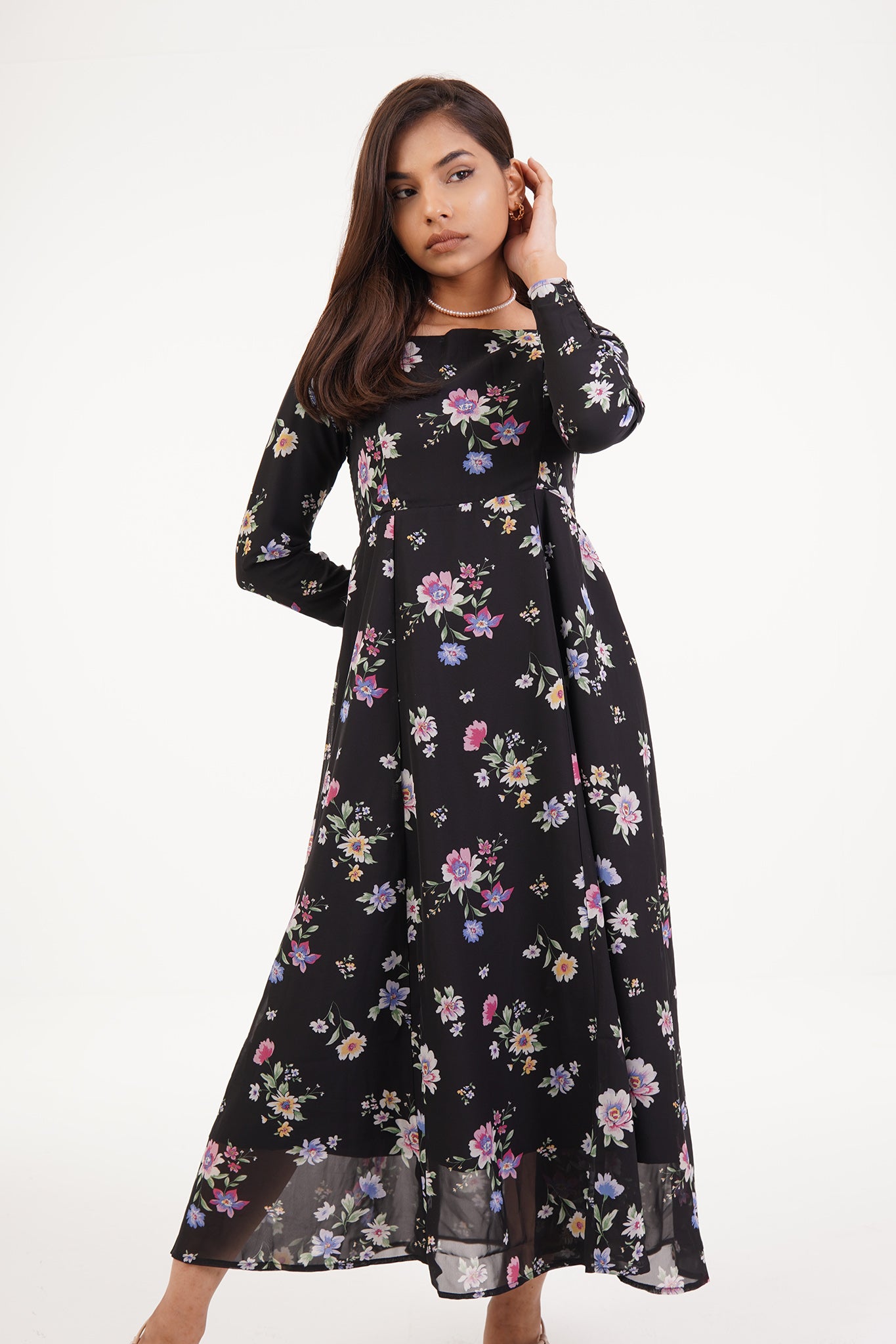 Rachel - Black Floral Dress