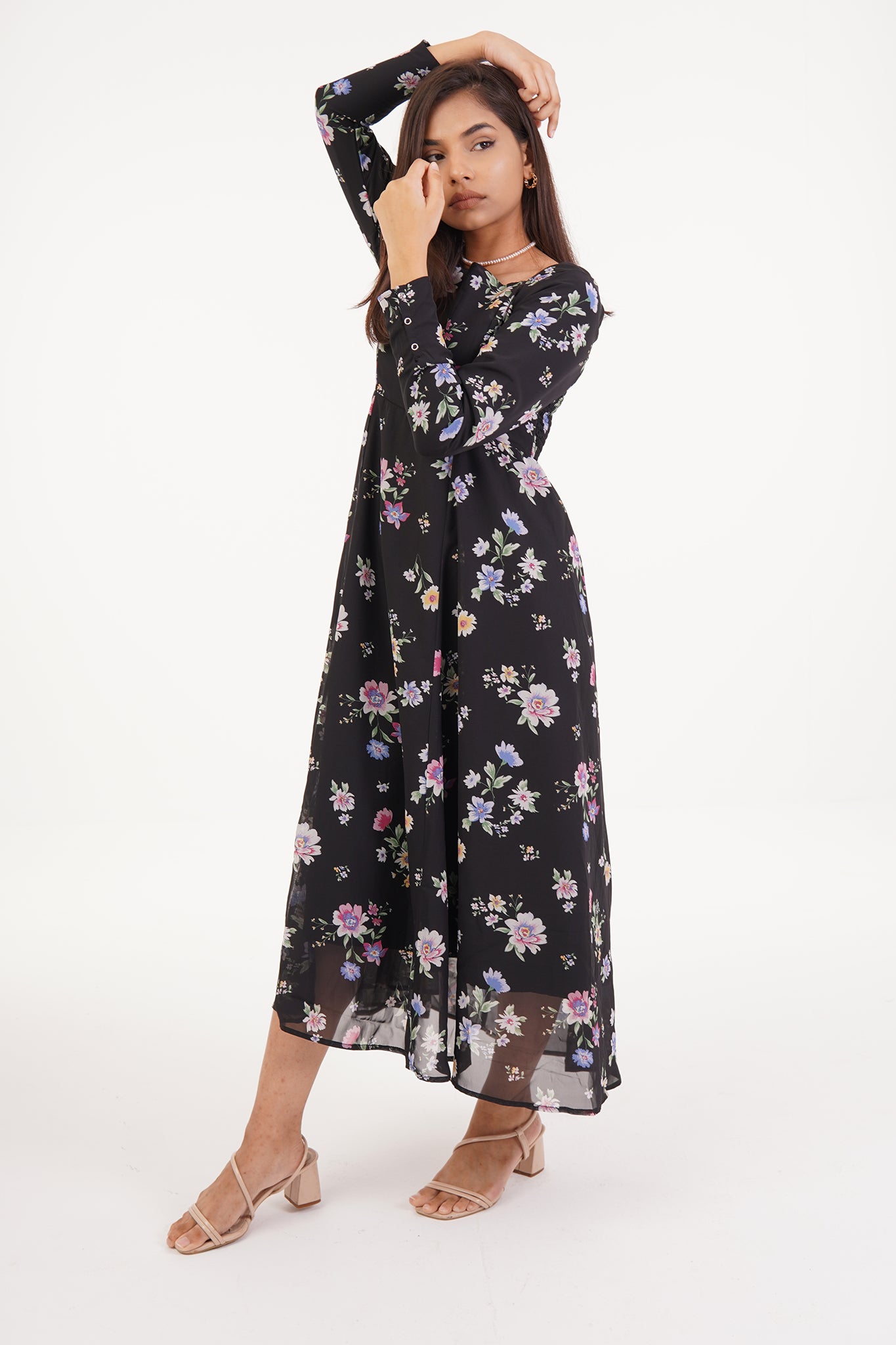 Rachel - Black Floral Dress
