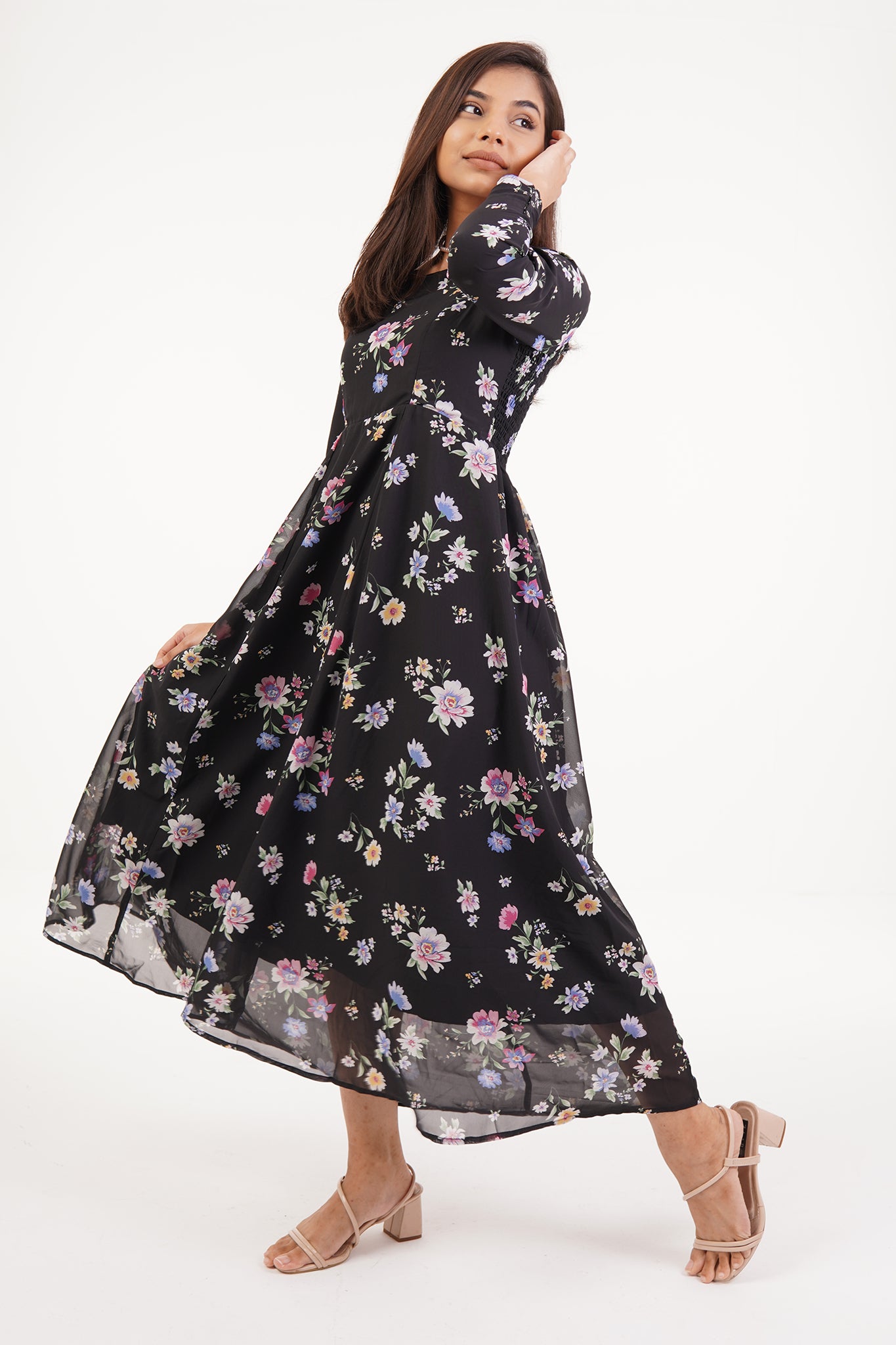 Rachel - Black Floral Dress